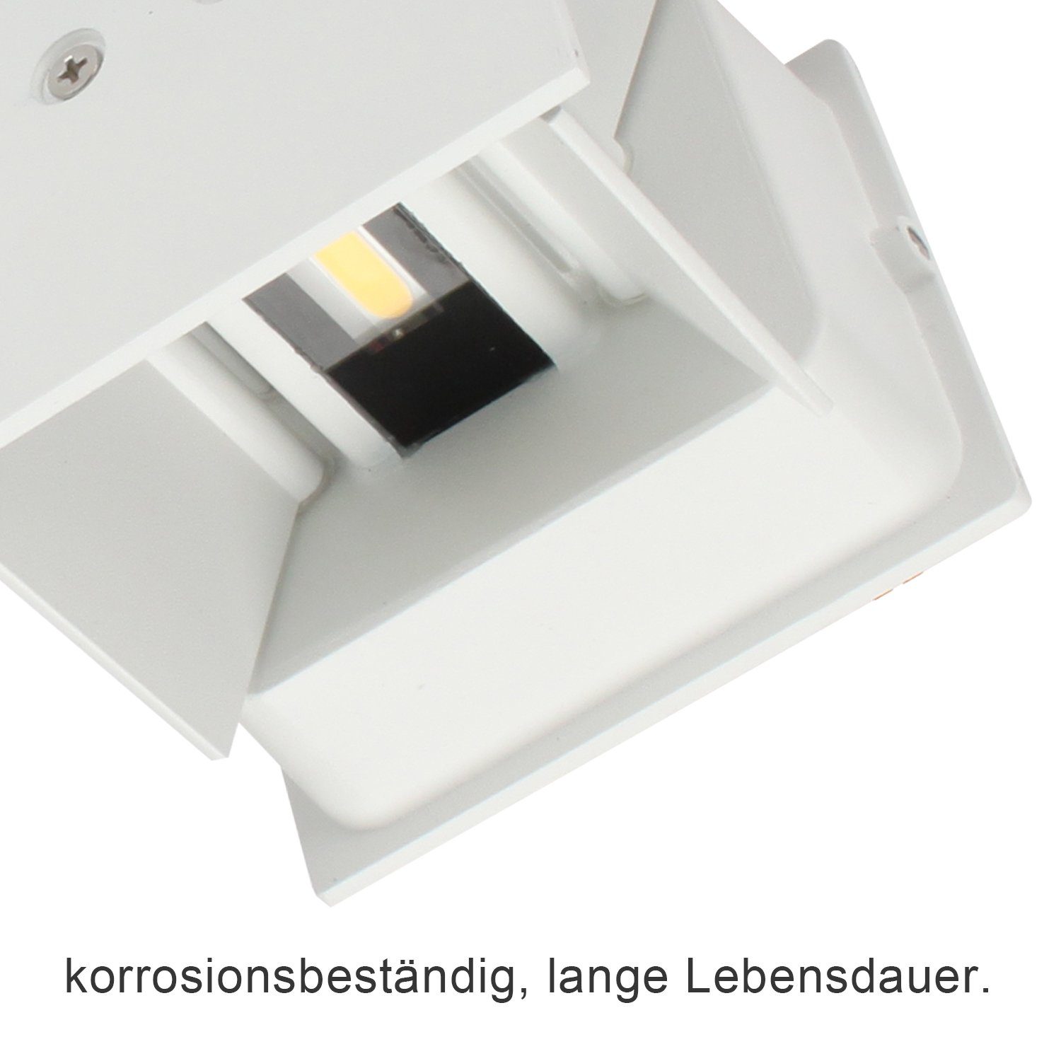Lospitch LED Keller Weiß Square Matt Warmweiß Badlampe fest Außen integriert, Wandlampe 12W Treppen Deko Modern, LED Wandleuchte IP65