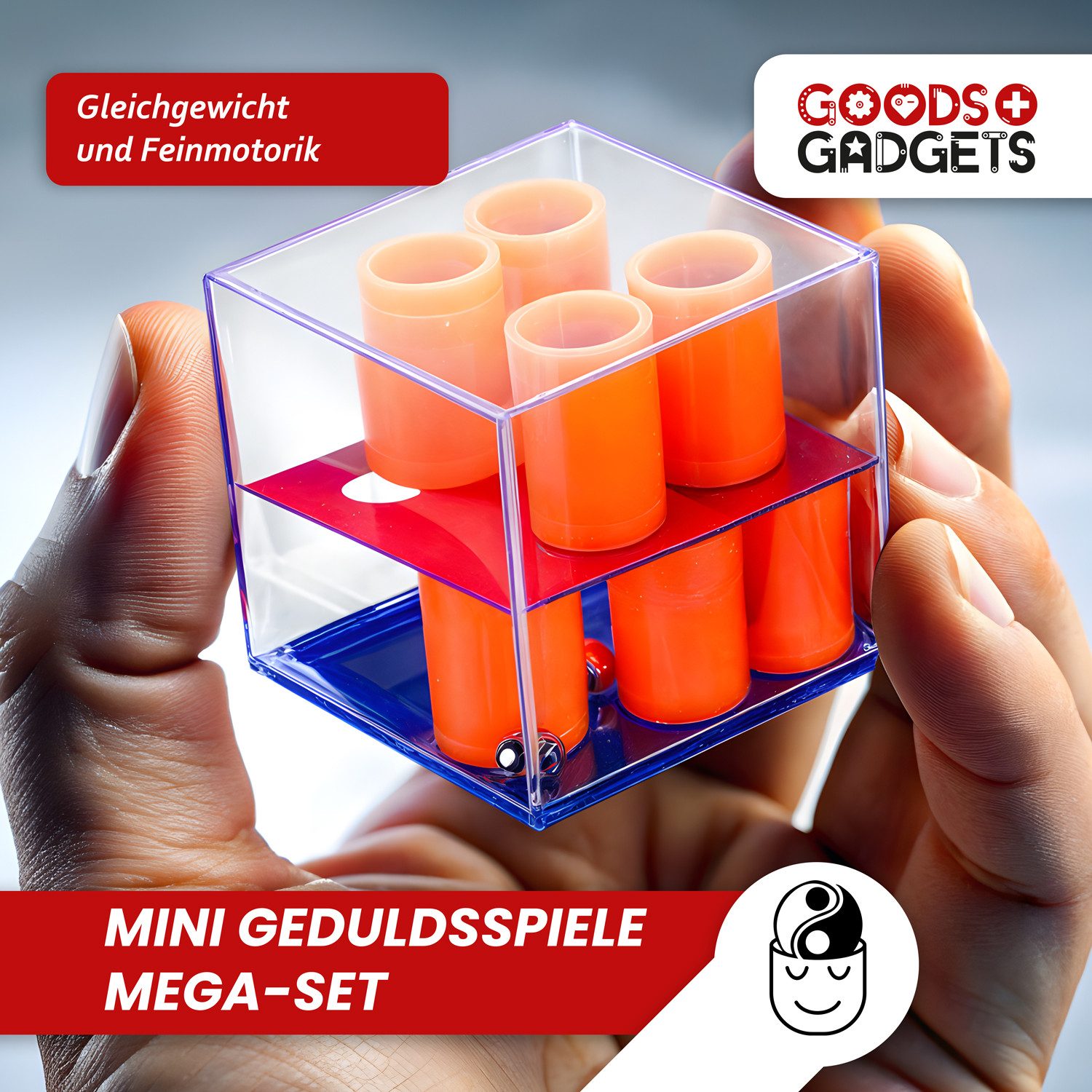 Goods+Gadgets Spiel mit 24 Kugel-Spielen, Mini Geduldsspiele Mega-Set, Geschicklickheitsspiele als Mitgebsel