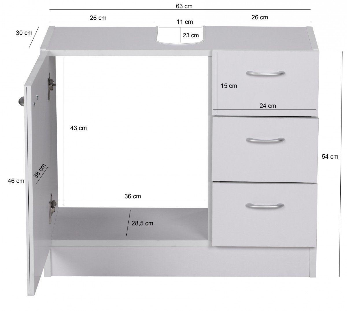 Mod. Aufbewahrung, im Waschbeckenunterschrank Bad elegant Design WS-Unterschrank, KADIMA DESIGN
