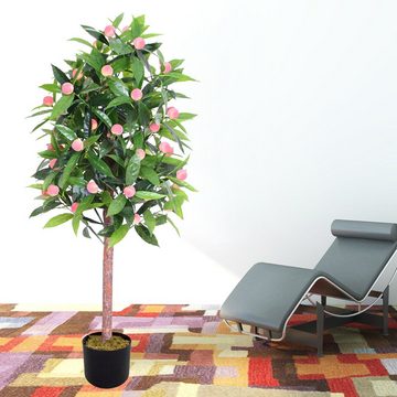 Kunstbaum Pfirsichbaum mit Früchten Kunstbaum Künstliche Pflanze Echtholz 120 cm, Decovego