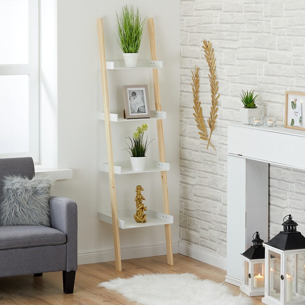 Meinposten Bücherregal Leiterregal Holzregal 4 Ablagen günstig online kaufen