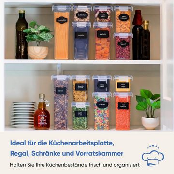 HYIEAR Vorratsdose Vorratsdosen-Set (24-tlg) Etiketten, für Küchenaufbewahrung, Kunststoff, (Set, stapelbar), mit Etiketten, Markierstift und Messlöffeln