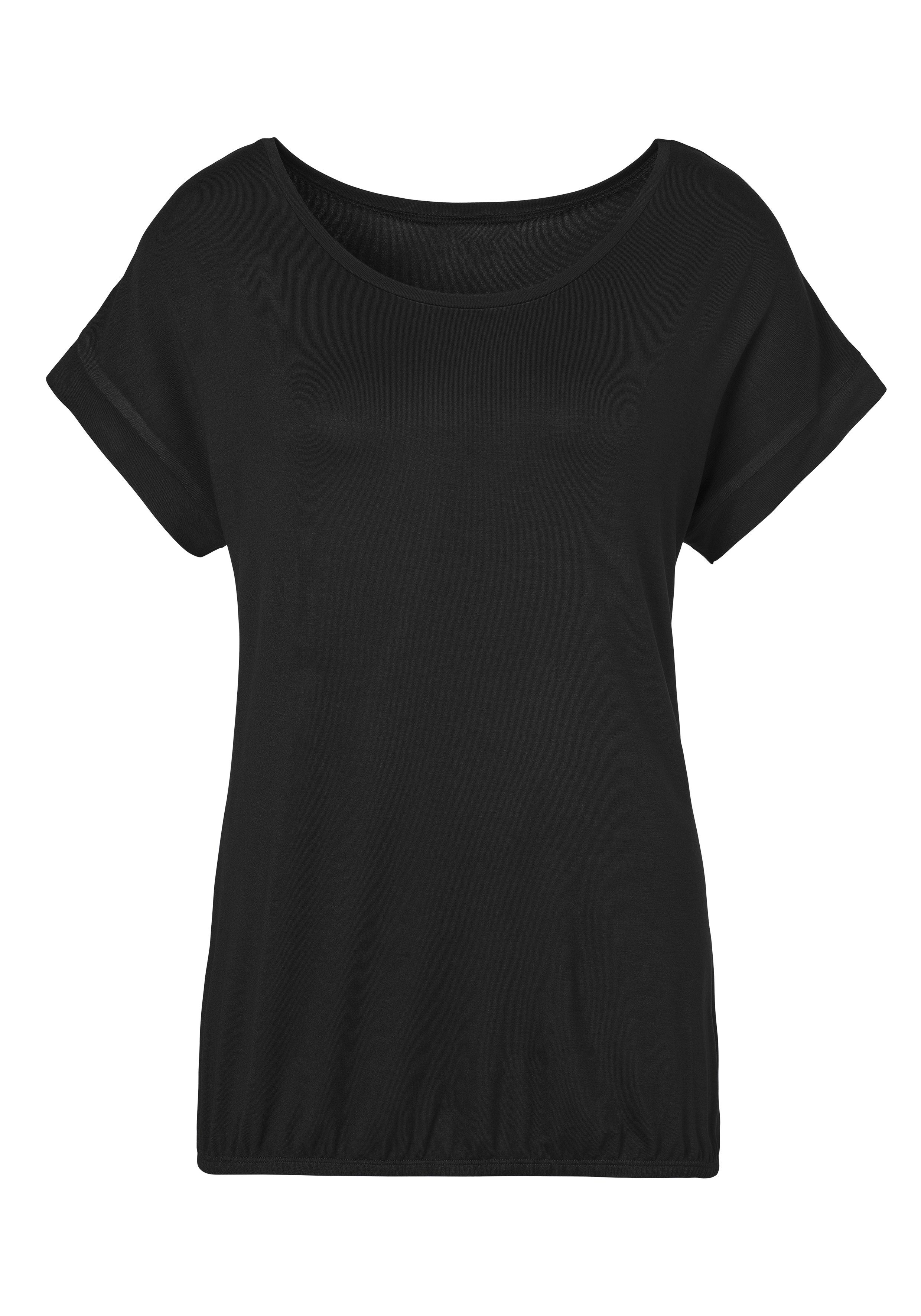 Vivance Kurzarmshirt mit Gummizug im Bund (2er-Pack) Sommershirts aus weichem Viskose-Stretch