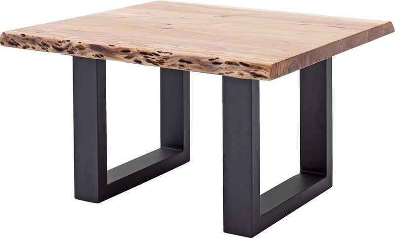 MCA furniture Couchtisch Cartagena, Couchtisch Massivholz mit Baumkante und natürlichen Rissen und Löchern
