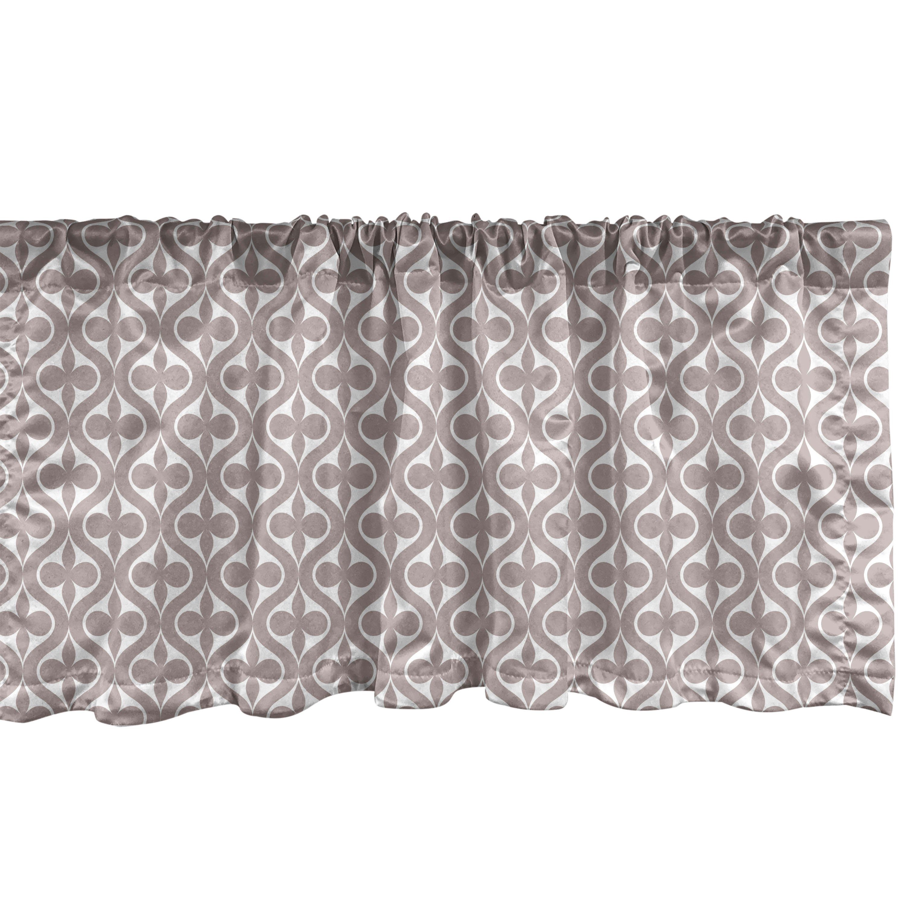 Scheibengardine Vorhang Volant für Küche Schlafzimmer Dekor mit Stangentasche, Abakuhaus, Microfaser, Abstrakt Blumenelemente und Linien