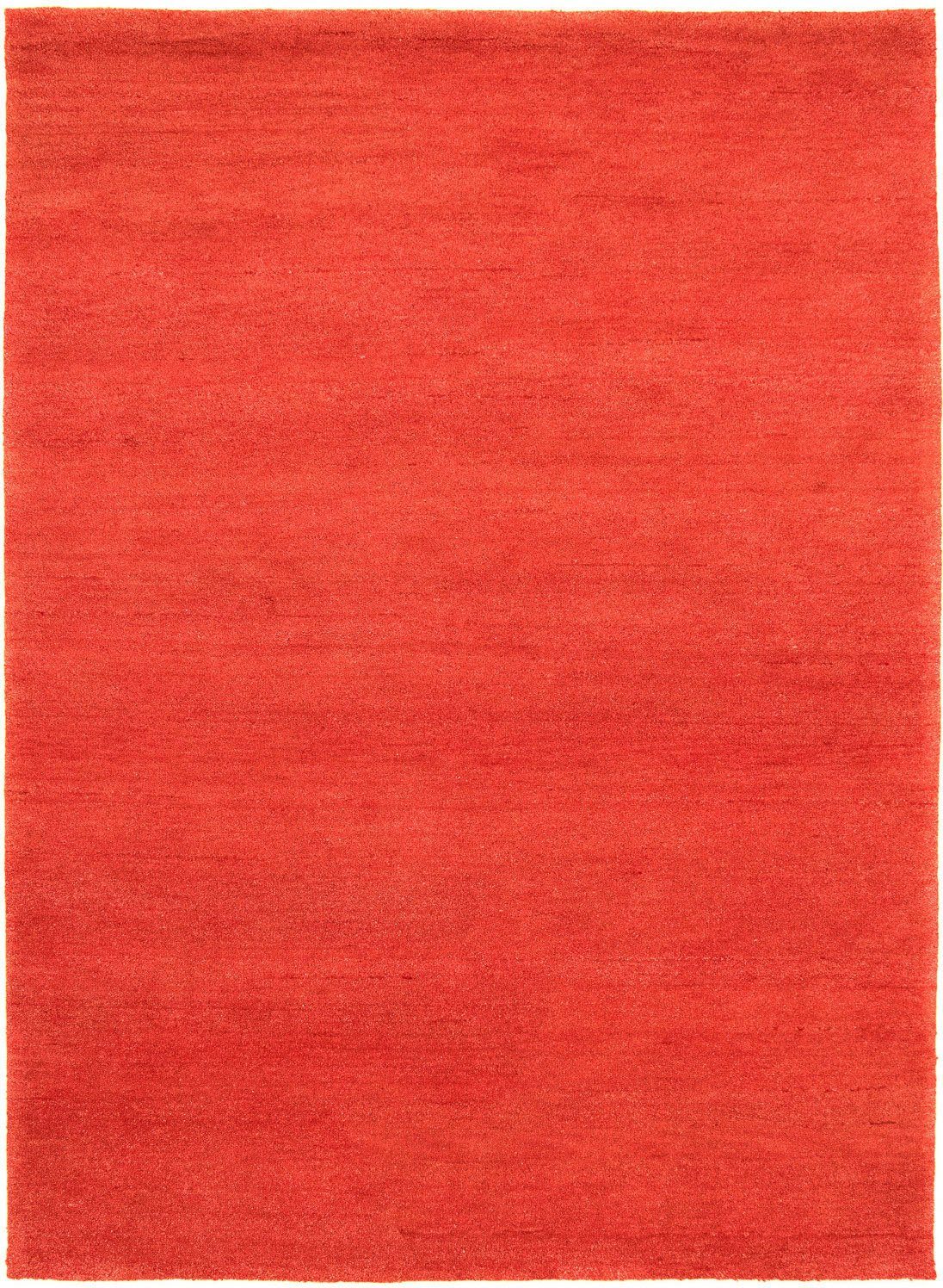 Wollteppich GABBEH Höhe: FLOWY, morgenland, mm, Wohnzimmer rechteckig, Schurwolle, 19 rot reine FEIN einfarbig