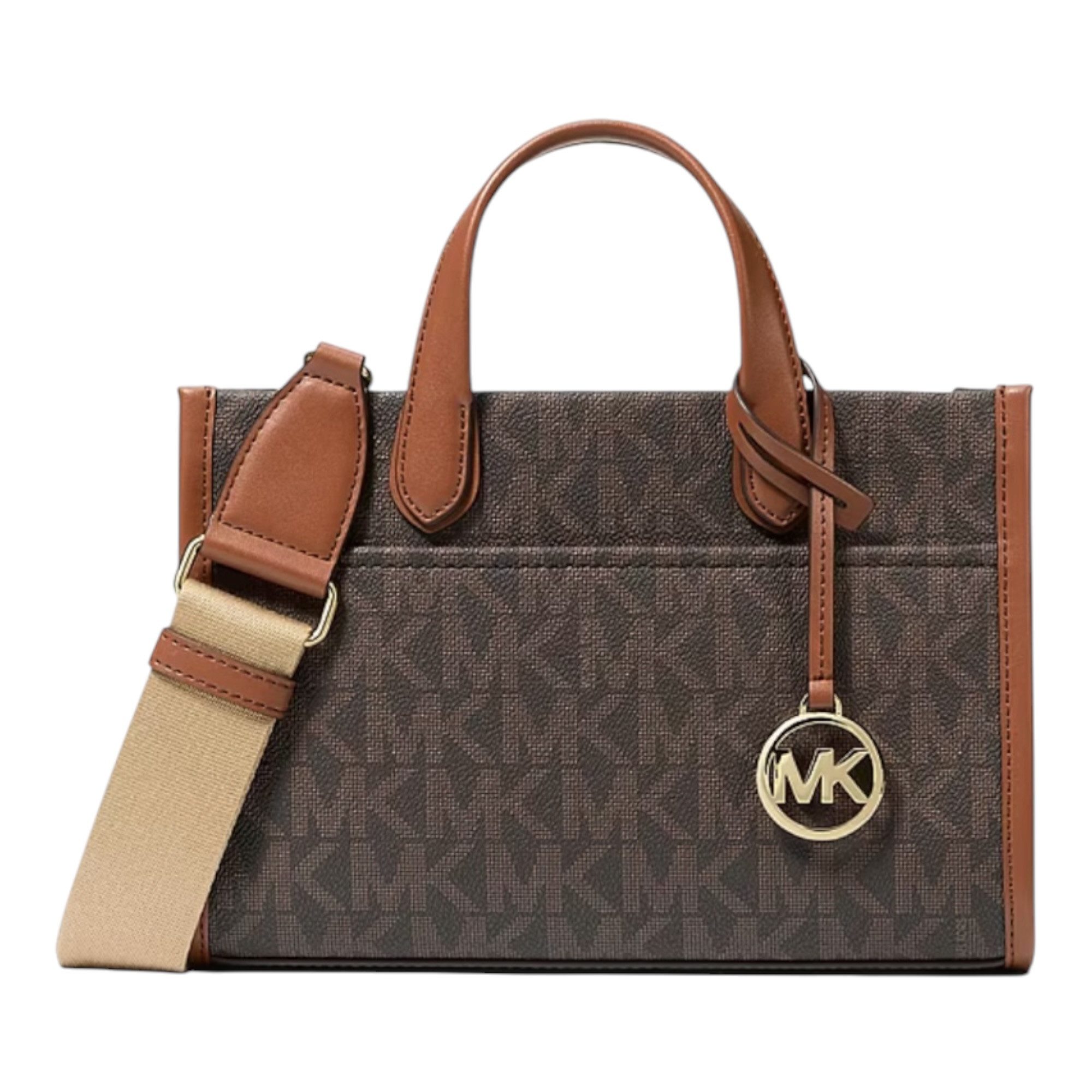 MICHAEL KORS Handtasche Michael Kors Gigi Small Messenger Tasche Braun Signature Logo Canvas