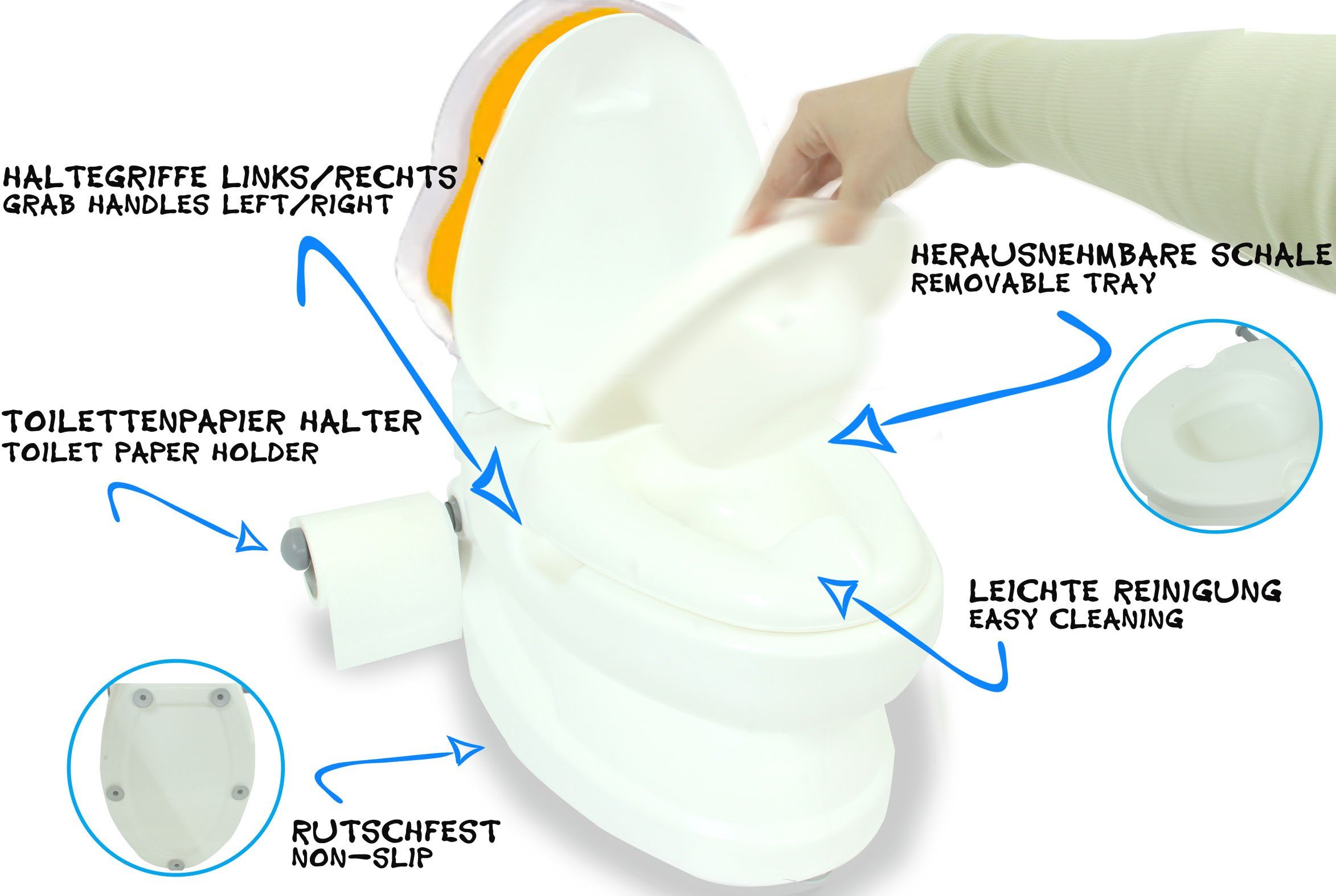 Jamara Toilet Trainer My Little Toilet, Chick, with Flushing Sound and Toilet Paper Holder