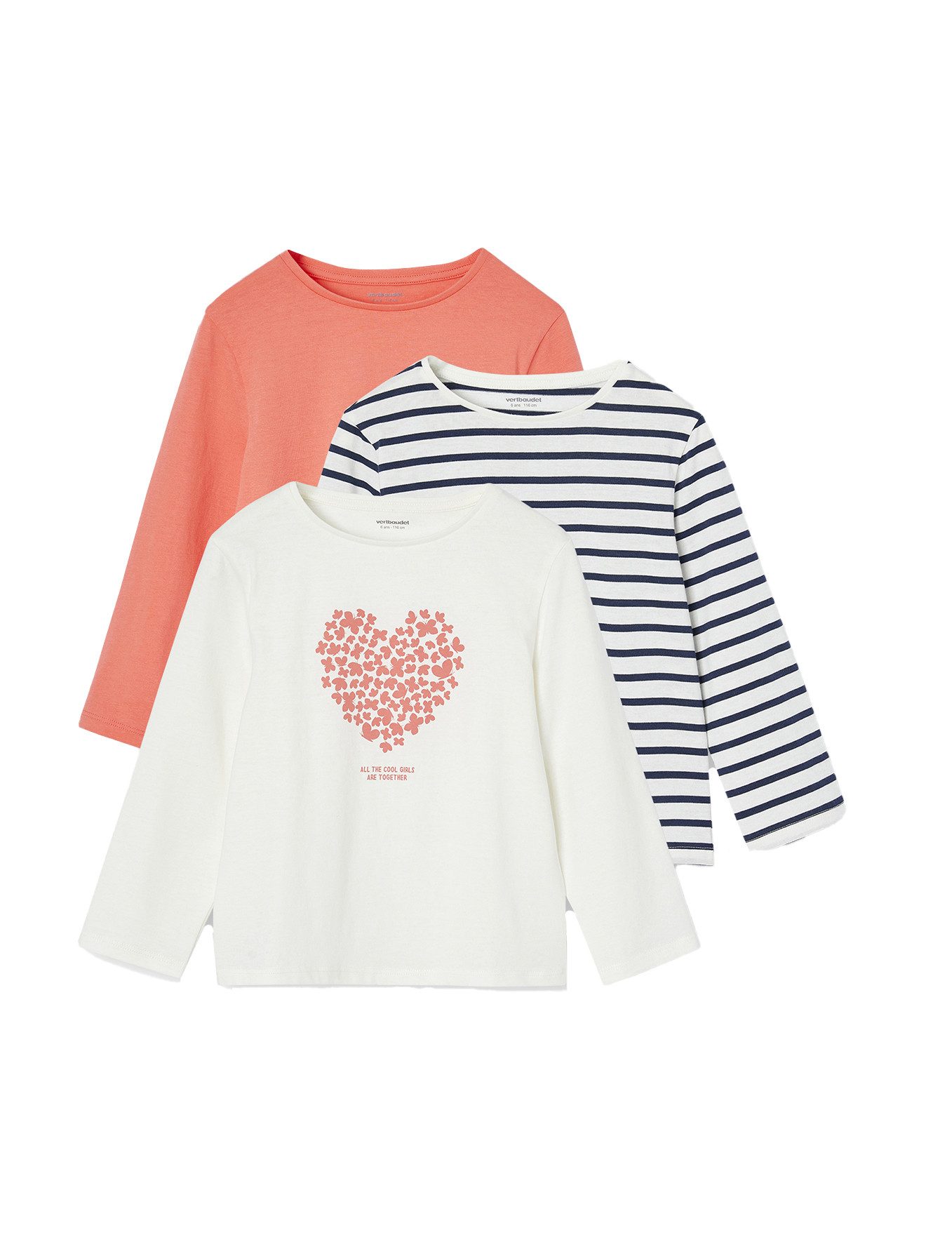 Langarmshirt 3er-Pack Mädchen Shirts mit Print BASIC