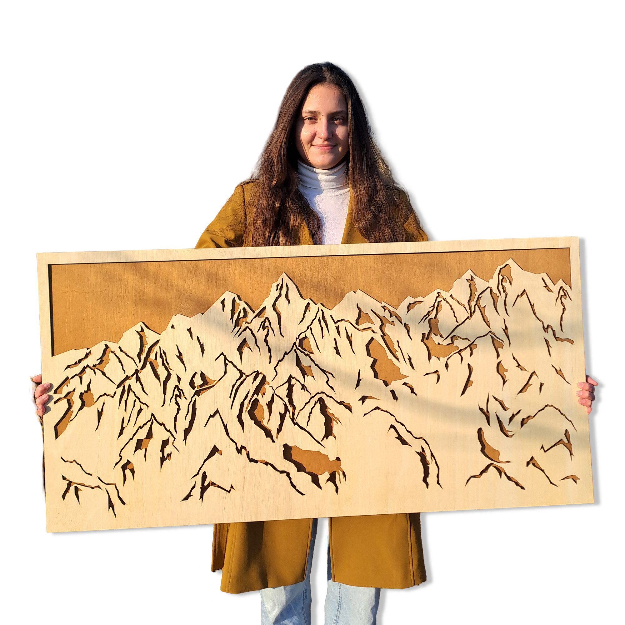 ORNAMENTI Wanddekoobjekt 3D WANDDEKO, Berge, ein Geschenk für einen Bergliebhaber, Holz (moderne Deko Anhanger, Wandsculptur, Holzbild, geschnitz Wandrelief, Verzierung fur Zuhause, 5 Größen, stilvolle Wanddekoration, Wandpaneel, Ornament, hingucker Wanddeko), Grosses, modernes Wandbild, Wohnzimmer, Schlafzimmer, Wandkunst