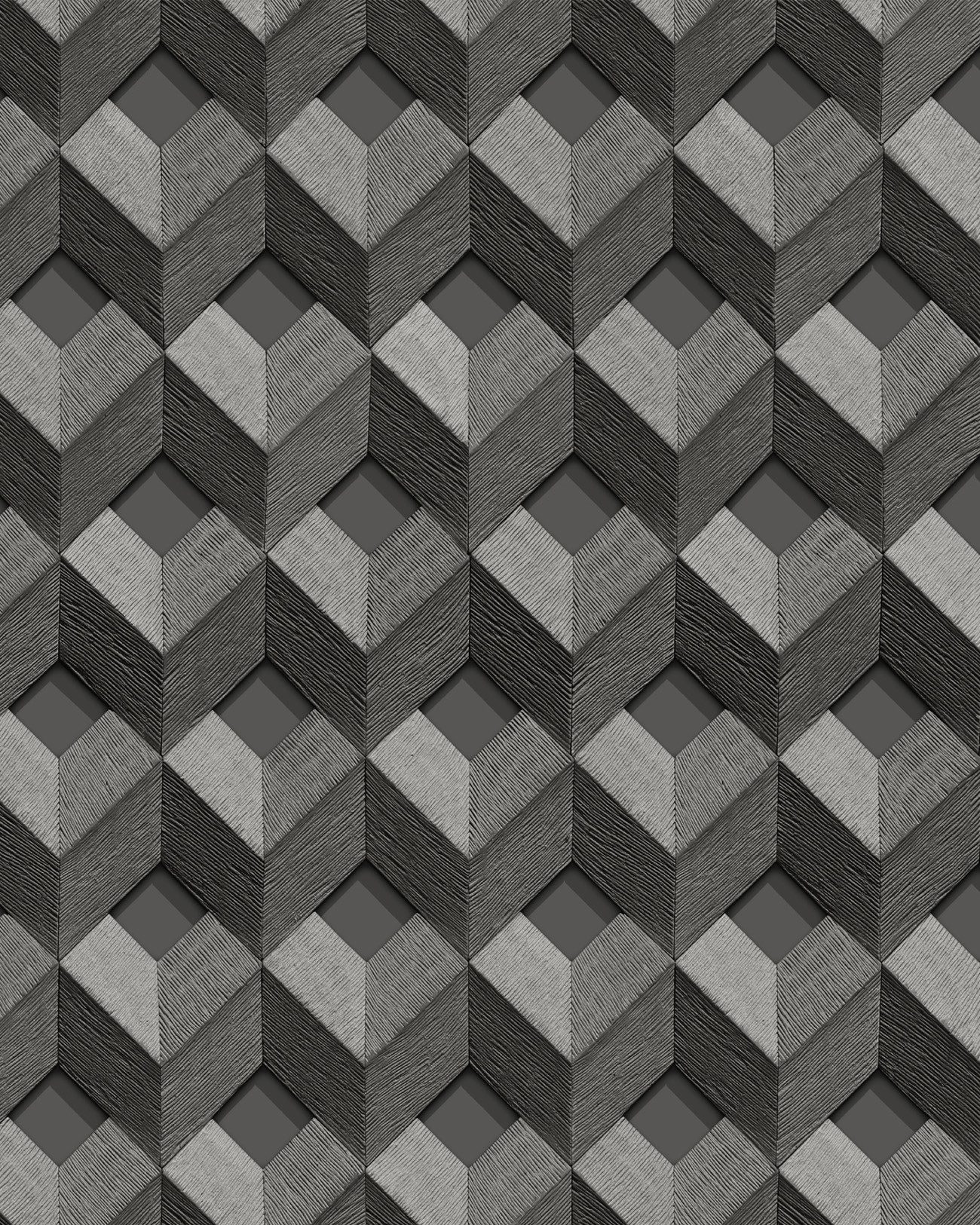 Profhome 3D-Tapete, geprägt, glänzend, 3D-Optik, Rhombenmuster, geometrisch, (1 Rolle, 5,33 qm), heißgeprägte Vliestapete, grau, anthrazit, silber