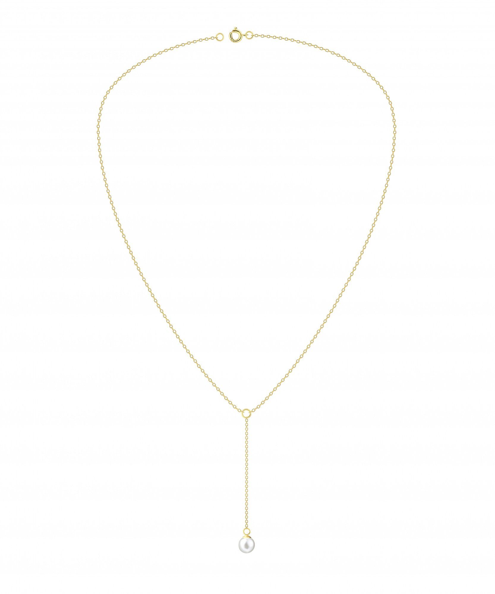 ALEXANDER YORK Kette mit Anhänger Y-Design PERLE in Gold, 925 Sterling Silber