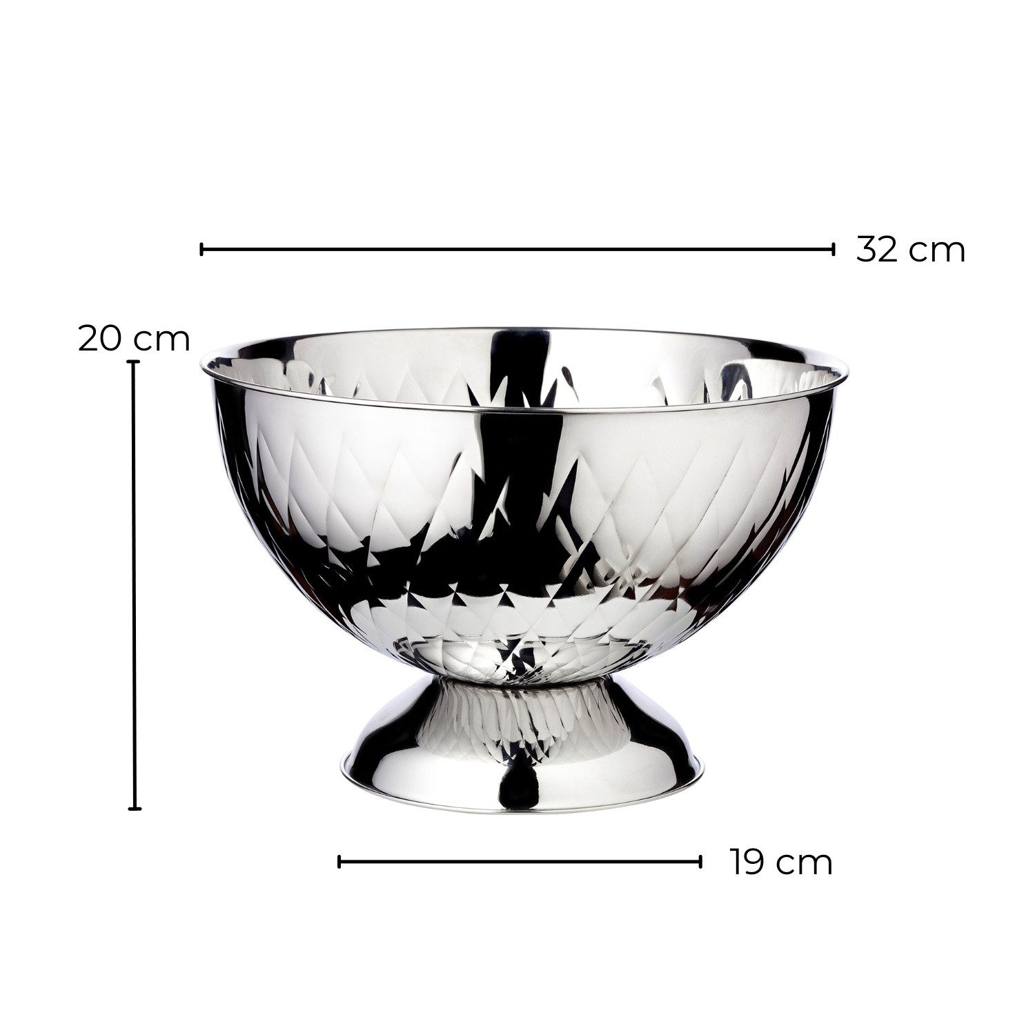 EDZARD Sektkühler Ponza, Silber-Optik, hochglanzpoliert, gemustert, H 25 cm, Ø 32 cm