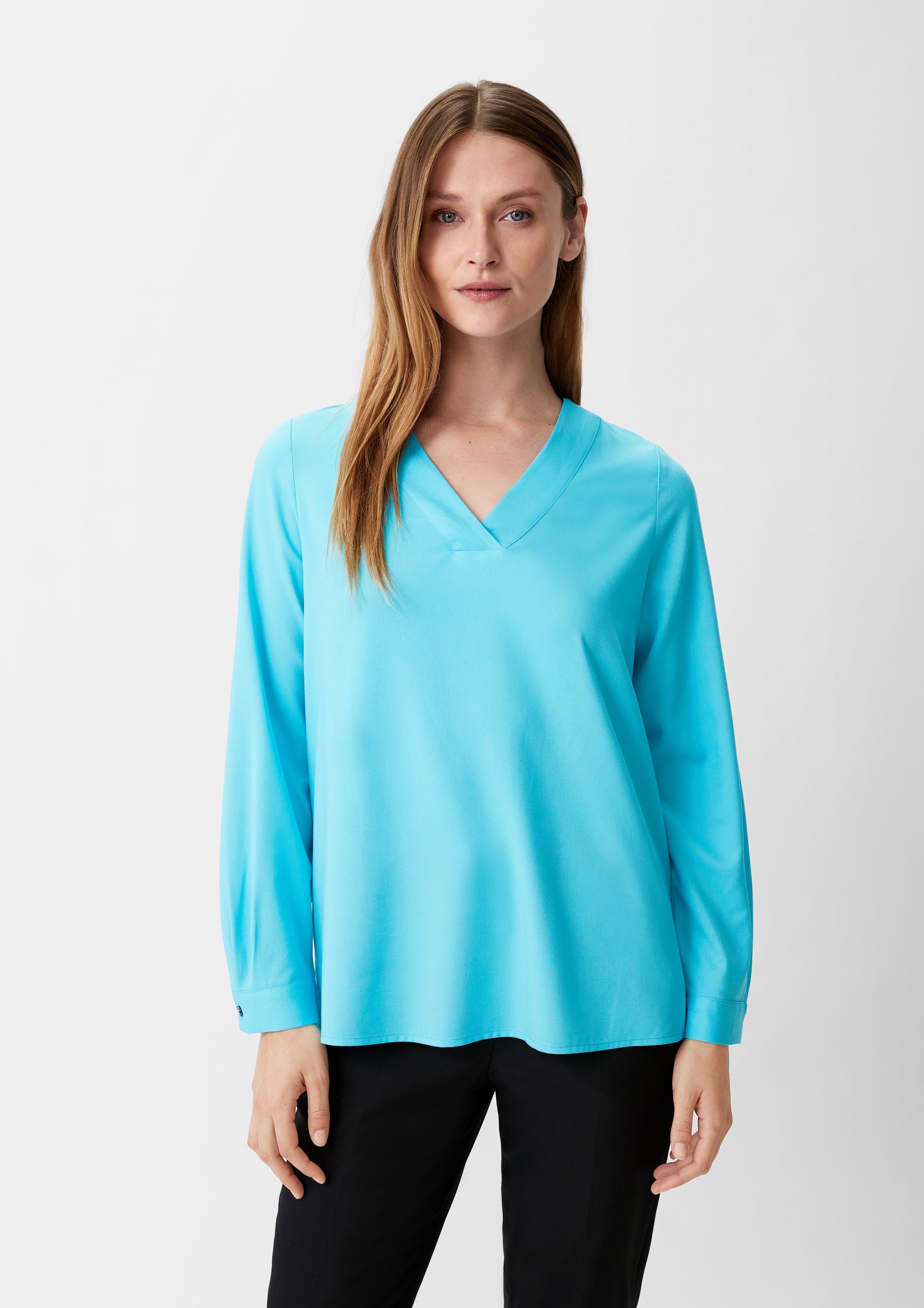 Comma Langarmbluse Bluse aus Viskosemix türkisblau | Blusen