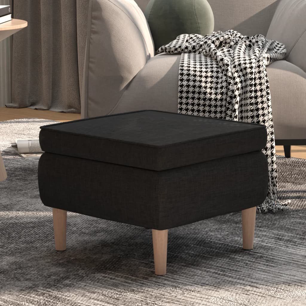 vidaXL Hocker Hocker mit Holzbeinen Schwarz Stoff (1 St)