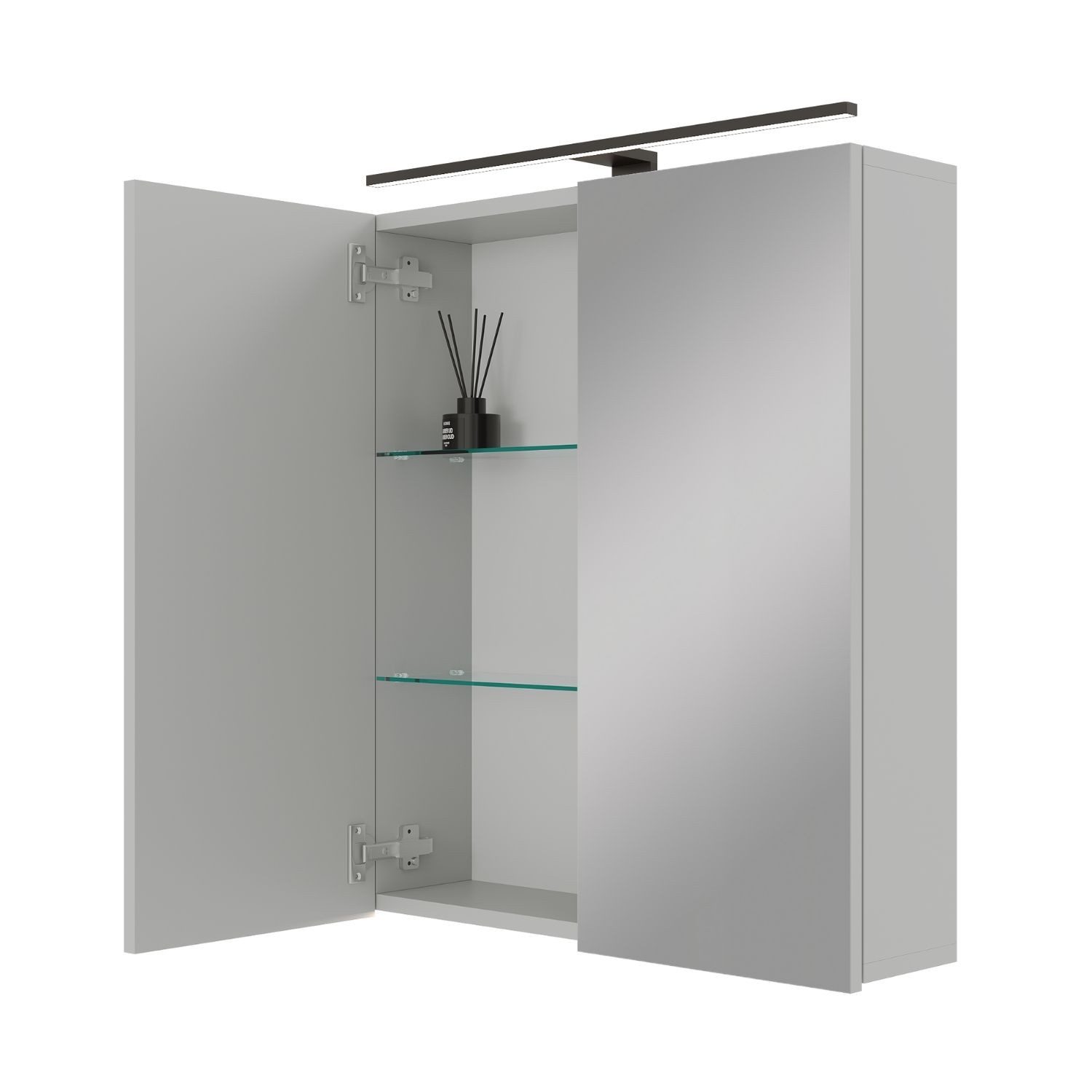 Planetmöbel Badezimmerspiegelschrank Spiegelschrank ARIA (Spiegelschrank Bad mit Beleuchtung und Steckdose, Badschrank mit Spiegel hängend)