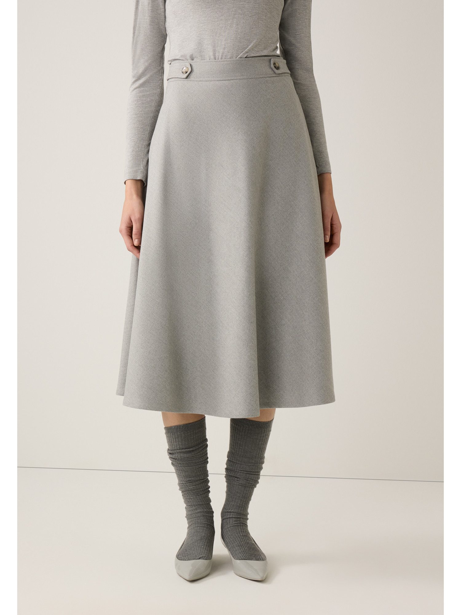 MORE&MORE A-Linien-Rock midilanger, melierter Glockenrock günstig online kaufen