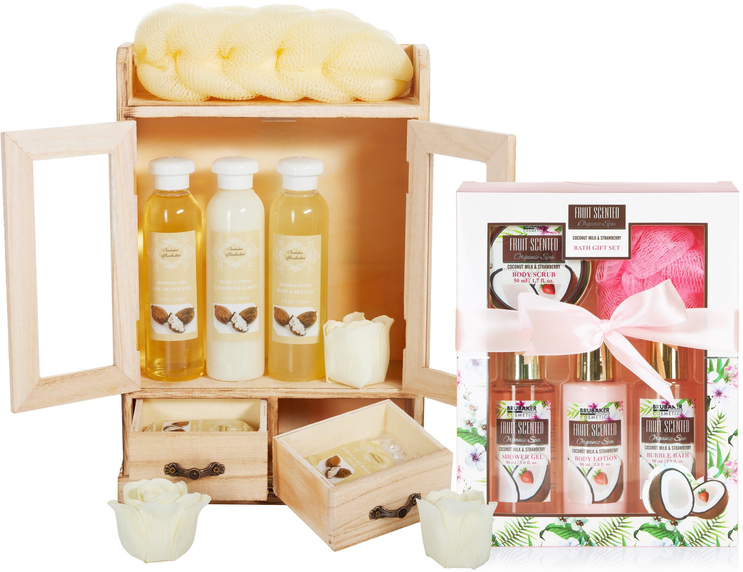 Pflege-Geschenkset 2 in 1 Pflegeset Sheabutter & Kokosnuss Erdbeere - Wellness Set