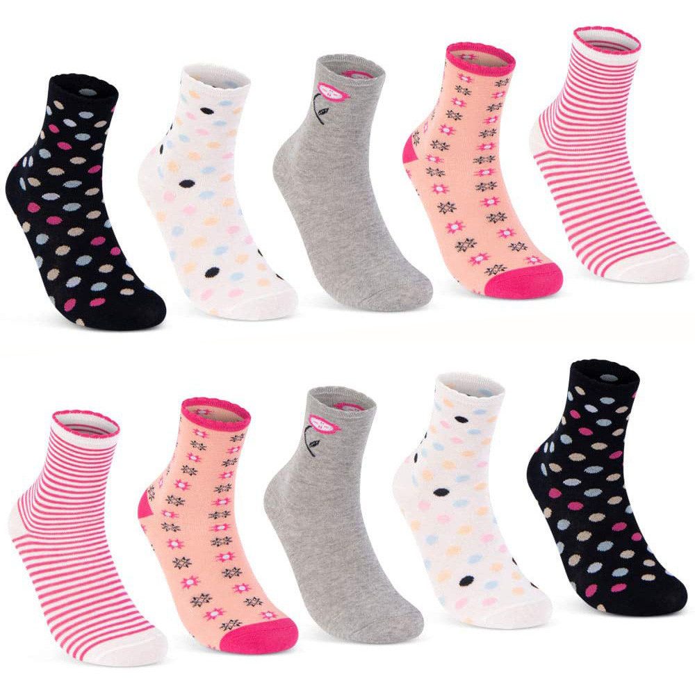 sockenkauf24 Socken 10 Paar Kindersocken für Mädchen lang Kinder Socken mit weichem Bund