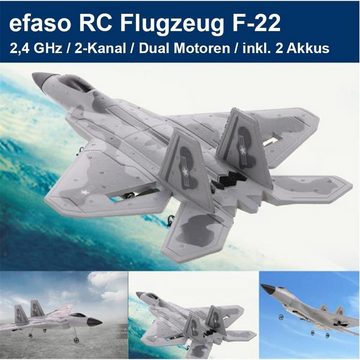 efaso RC-Flugzeug F-22 Ferngesteuertes Flugzeug - RC Flieger mit Stabilisierungs-Gyro, bruchsicheres EPO-Material