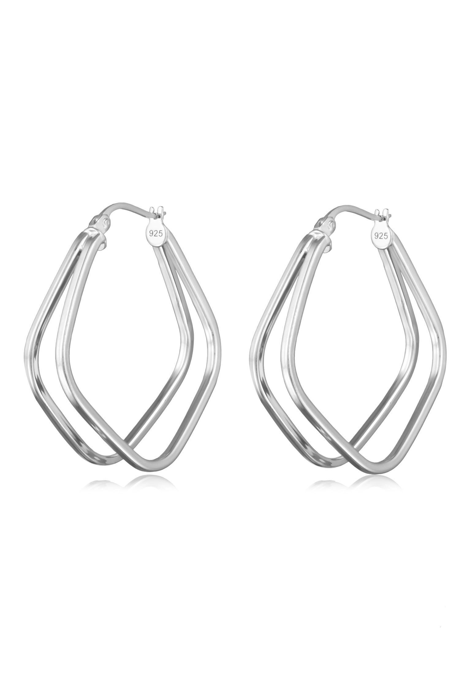 Elli Paar Creolen Creolen Damen Zweireihig Rechteck 925 Silber günstig online kaufen