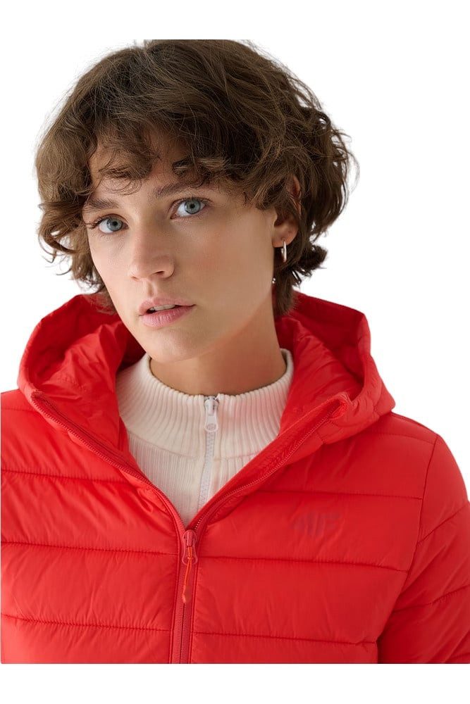4F Allwetterjacke Steppjacke F468 Down Jacket mit Kapuze (Daunenfüllung) rot Damen