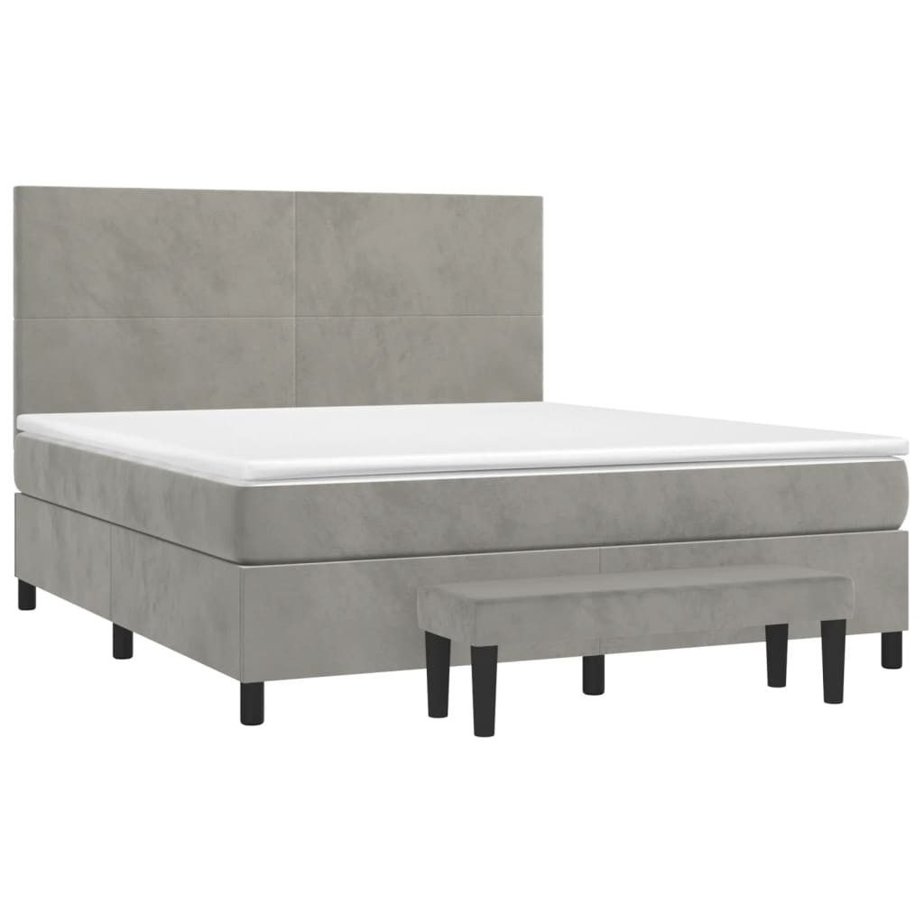 Bett Boxspringbett mit Matratze Hellgrau 180x200 cm Samt