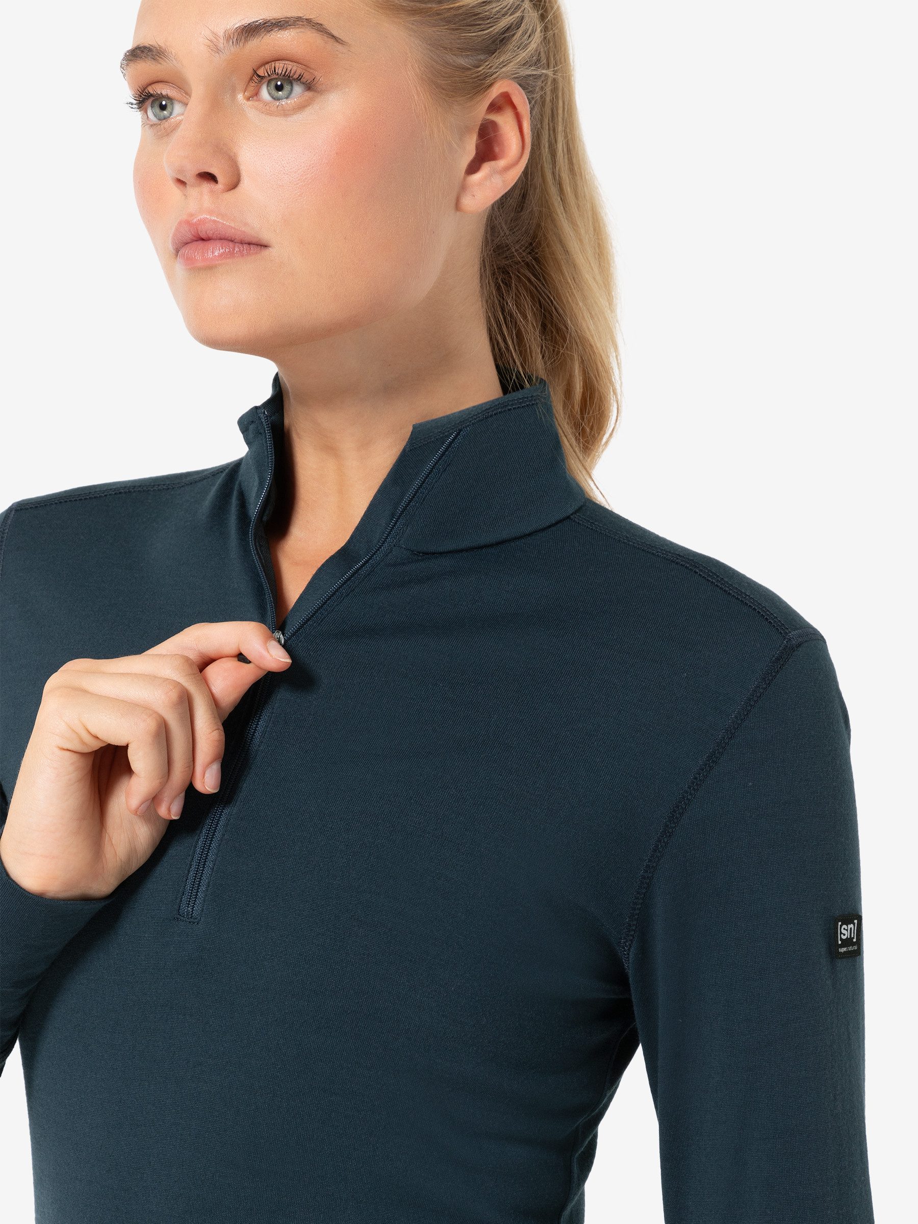 SUPER.NATURAL Funktionsshirt Merino Funktionsunterwäsche W ARCTIC230 ZIP 1/4 funktioneller Merino-Materialmix