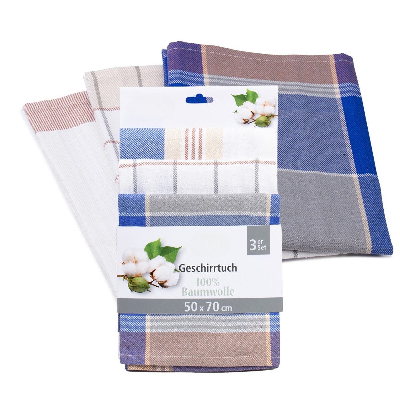 liebling Geschirrtuch Polier -und Geschirrtuch, (3er Pack, 2 karierte und 1 gestreiftes Tuch), ideal zum Abtrocknen von Geschirr, besonders saugfähig, Ökotex 100