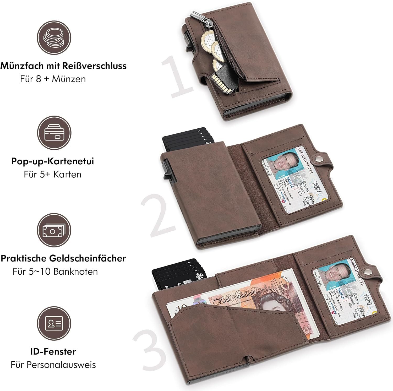 POPOLIC Geldbörse Geldbörse Herren Slim RFID günstig online kaufen