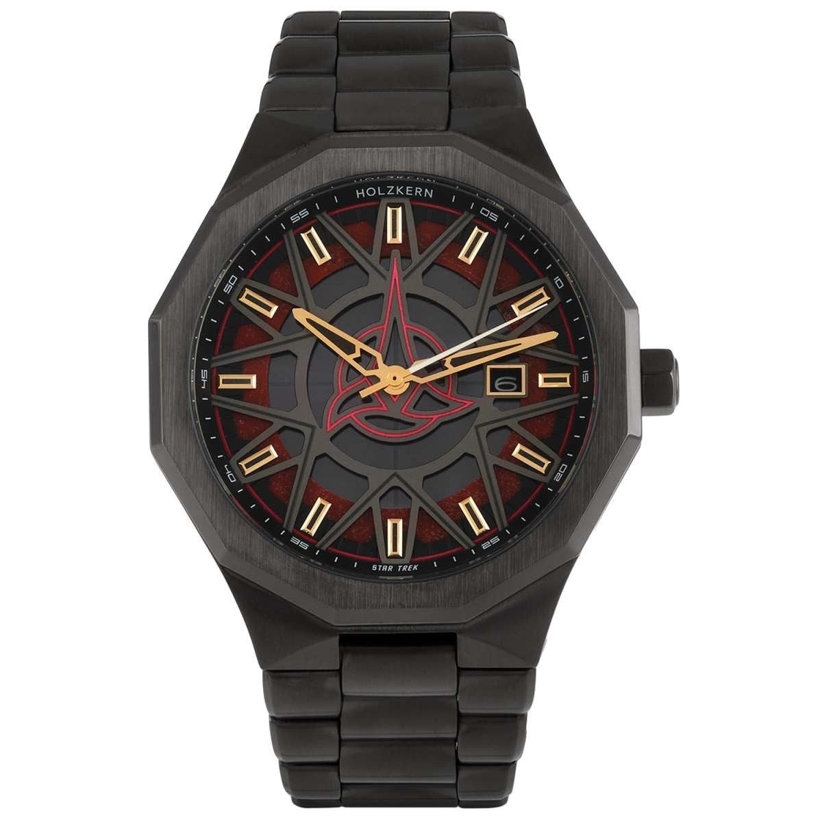 Holzkern Solaruhr 9010631023683, Herrenuhr Solar Star Trek™ Klingon Jaspis/Rot