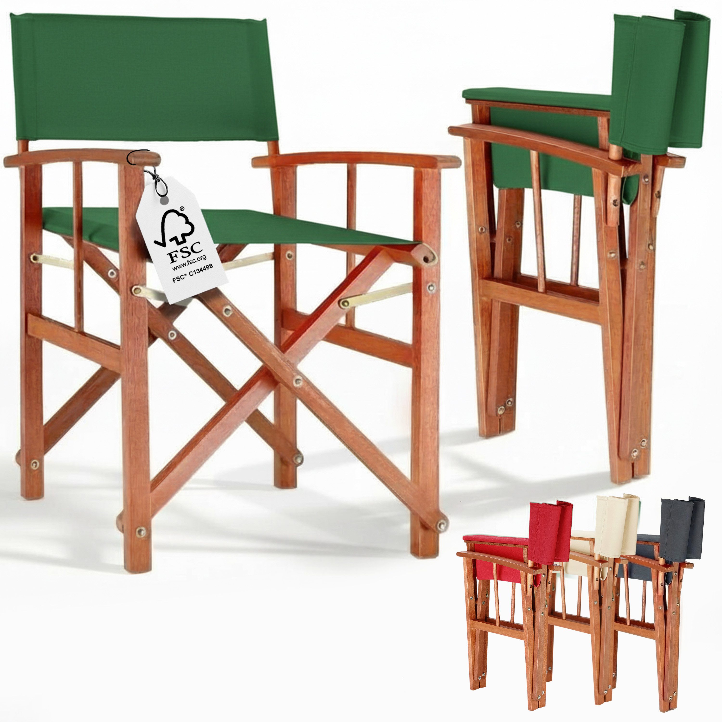 Casaria Regiestuhl, Klappbarer FSC®-zertifizierter Holz Gartenstuhl bis 160 kg Wetterfest