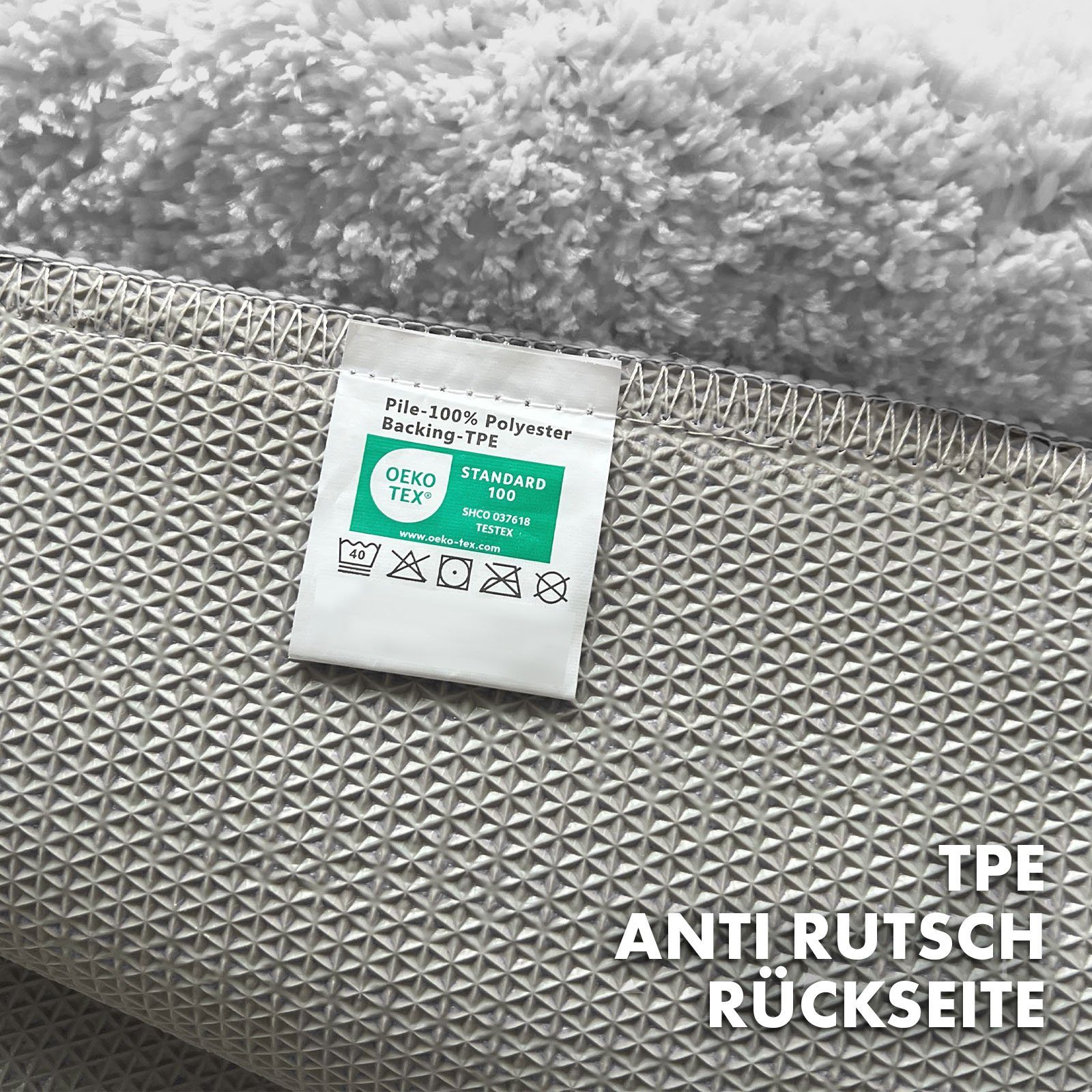 Kubus Badematte Karat Rechteckig, Badteppich, Extrem weicher & dichter Hochflor, Höhe 30 mm, rutschhemmende Latexbeschichtung, Polyester, Polyester, Waschmaschi – Bild 4 von 5