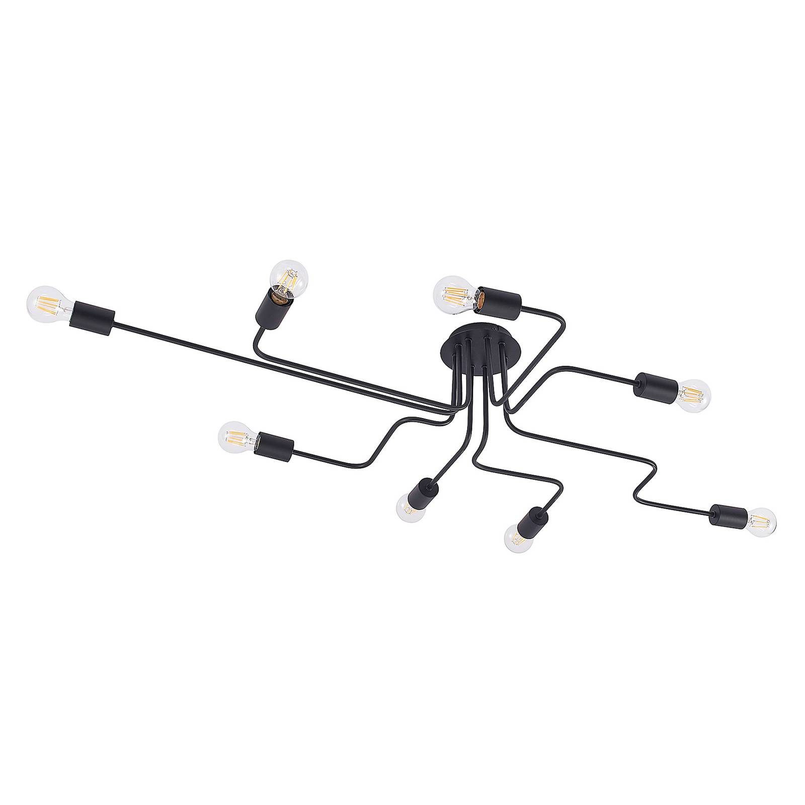 Lindby Deckenleuchten Elimar, Metall, Schwarz IP20, 8 x 60 W günstig online kaufen