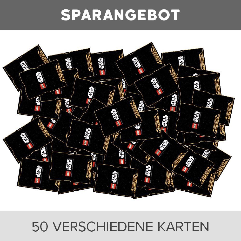 Star Wars Sammelkarte LEGO Star Wars 50 verschiedene Karten + Exklusive Collect-it Hüllen