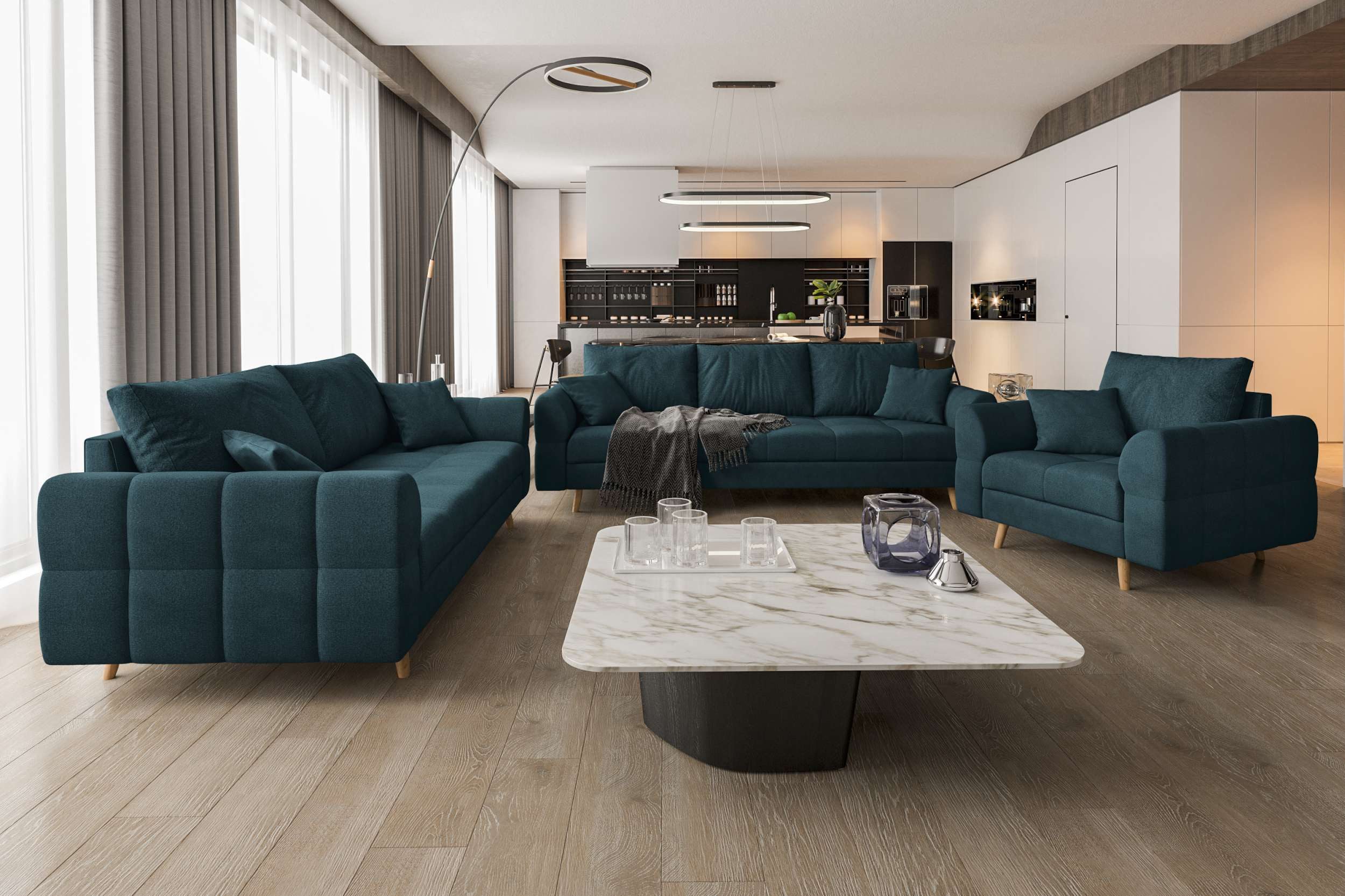 99rooms Polstergarnitur Bello, (Couchgarnitur, Set (3-tlg), günstig online kaufen