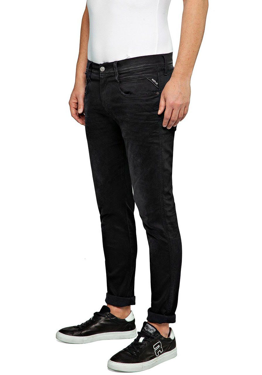 Slim-fit-Jeans Replay HYPERFLEX BIO black ANBASS