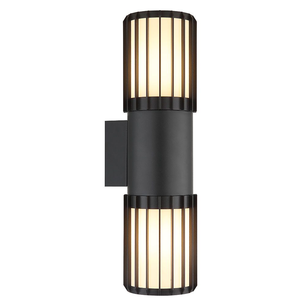 GLOBO LIGHTING LED Außen-Wandleuchte, Leuchtmittel inklusive, Warmweiß, LED Außenwandleuchte Fassadenleuchte IP54 Anthrazit Up & Down H 38 cm