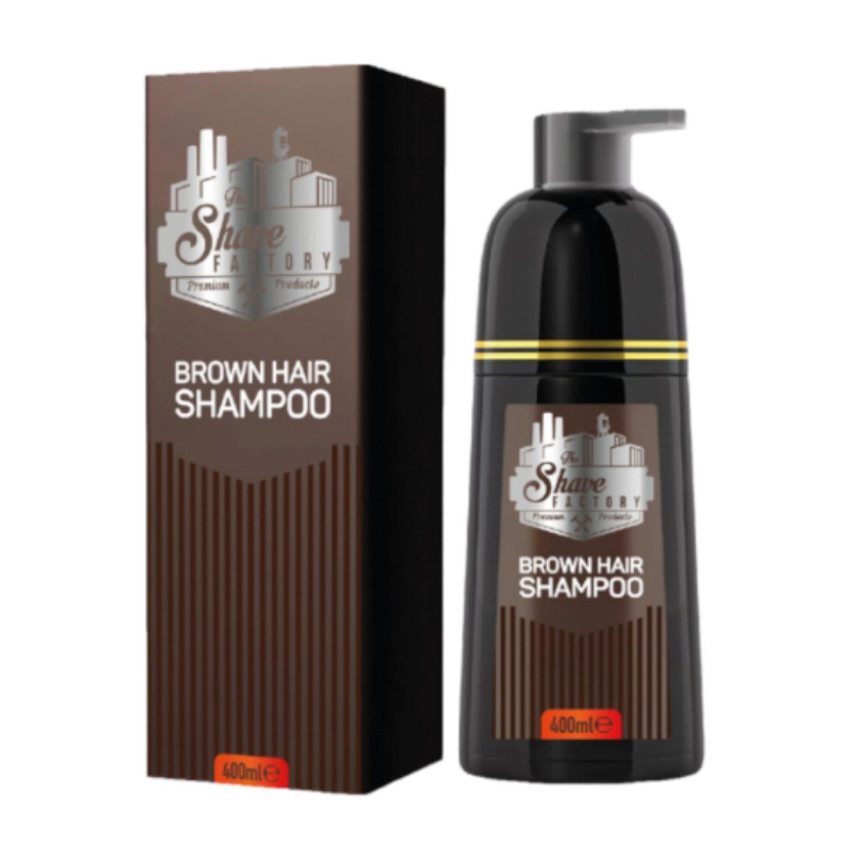 The Shave Factory Haarshampoo Brown Hair Shampoo – Abdeckung weißer & grauer Haare 400ml