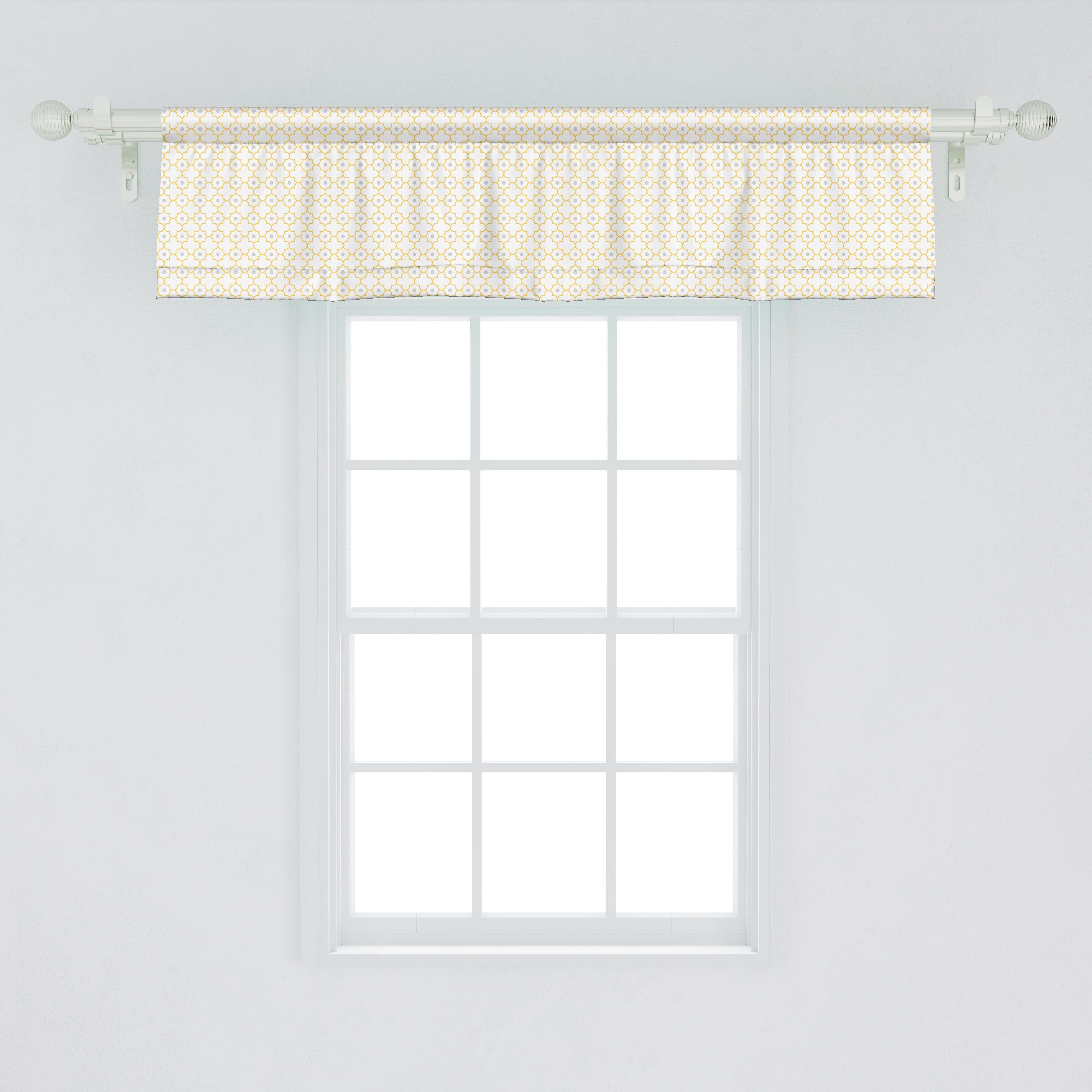 Scheibengardine Vorhang Volant für Küche marokkanisch mit Petals Abakuhaus, Quatrefoil Microfaser, Stangentasche, Dot Schlafzimmer Dekor