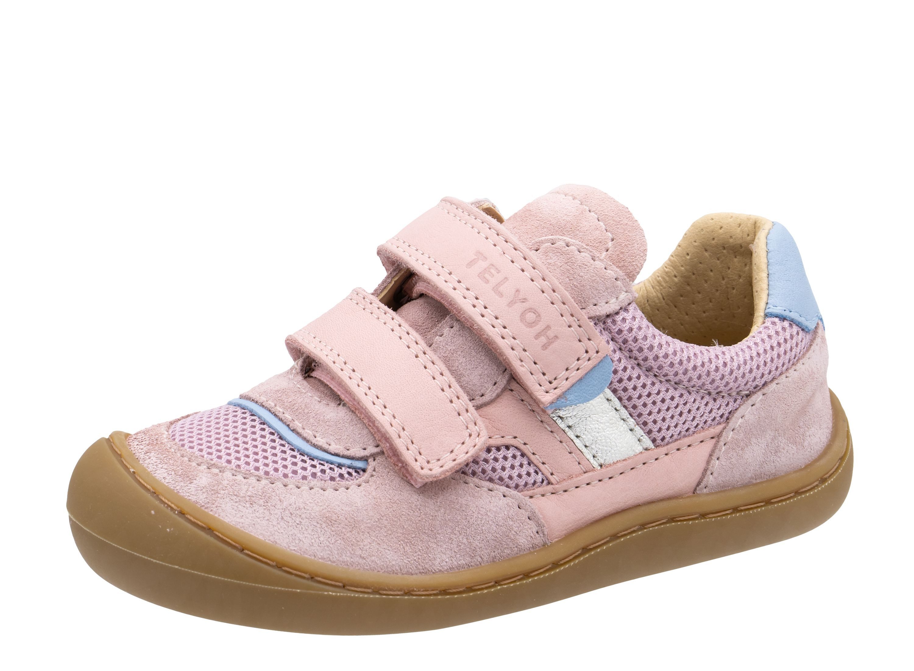 Telyoh Barfußschuhe Sneaker Mädchen Barefoot Y01142 Leder Rose Lauflernschuh