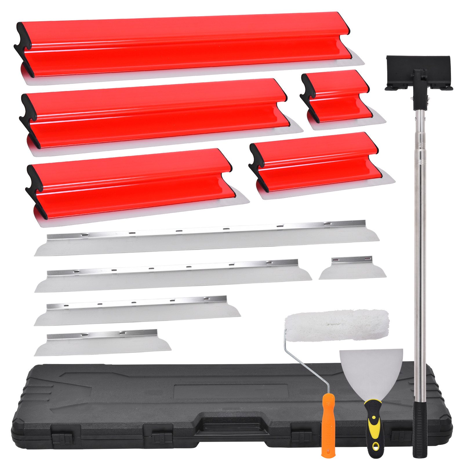 Vellora Flächenspachtel Flächenspachtel Set 20/40/60/80/100cm Wänden Decken Verputzen Teleskop (20-St., Verschiedenes Zubehör) Abnehmbarer Ersatzschaber