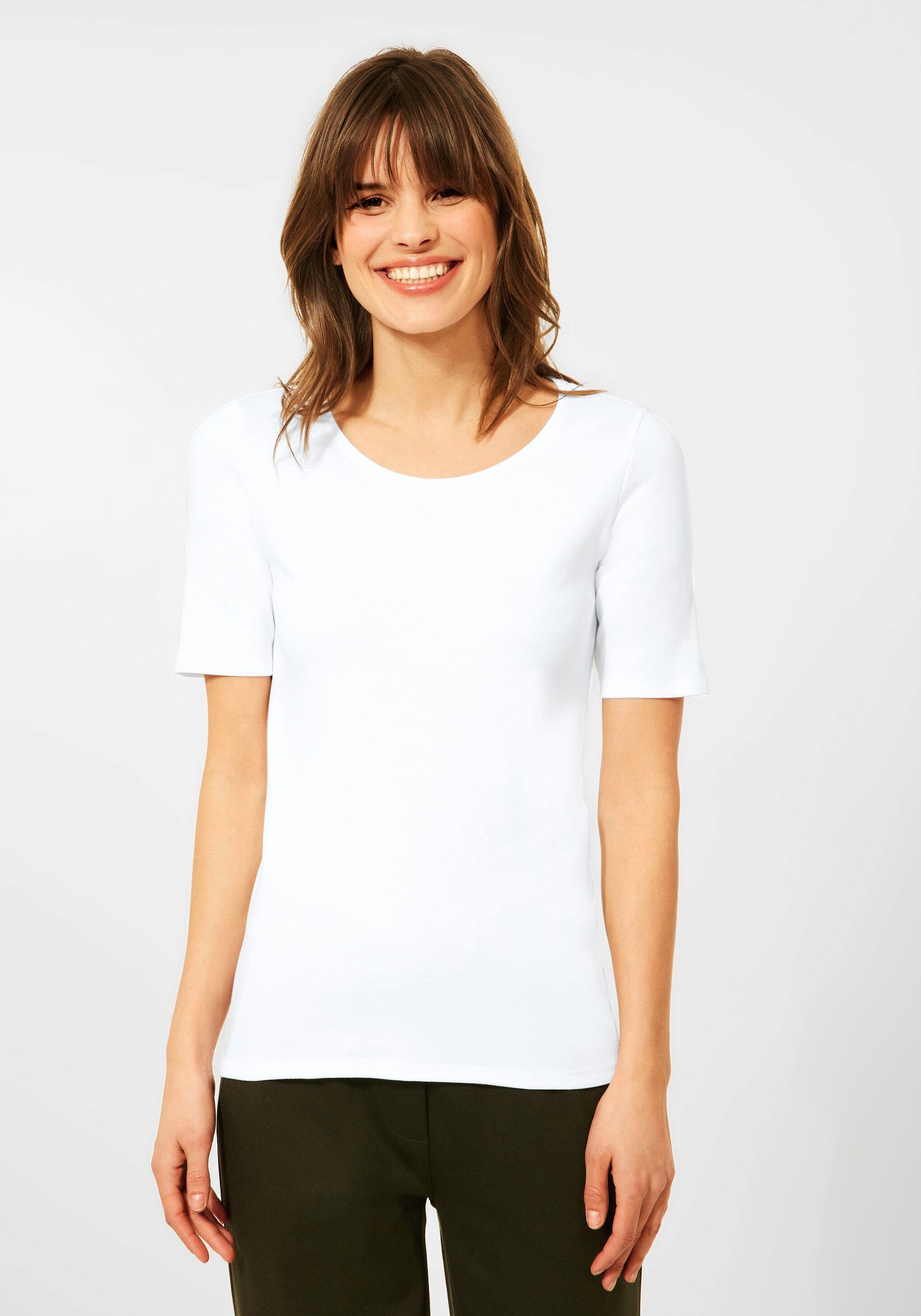 Cecil T-Shirt Style Lena in Unifarbe White