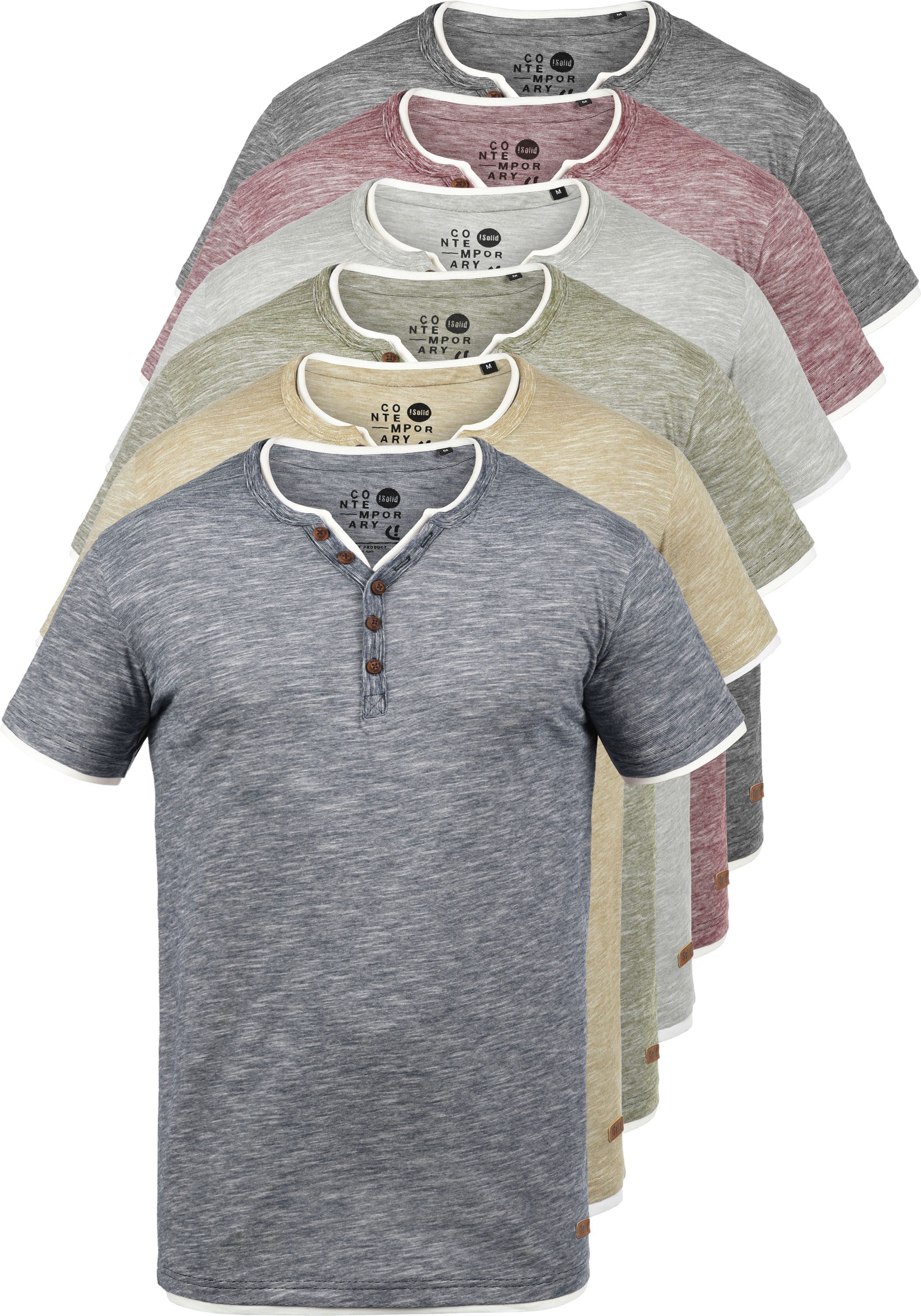 !Solid Rundhalsshirt SDDigos T-Shirt mit Knopfleiste