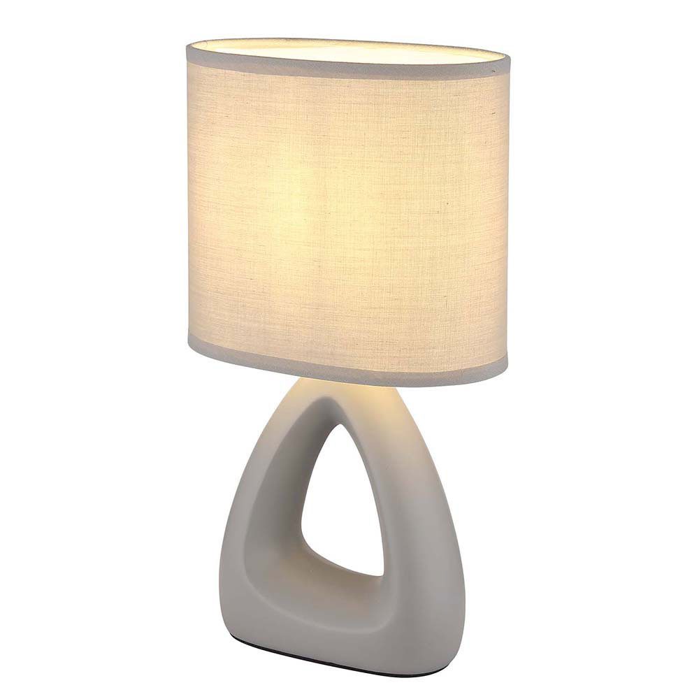 GLOBO LIGHTING LED Tischleuchte, Leuchtmittel inklusive, Warmweiß, Tischlampe Tischleuchte Nachttischlampe Textil Keramik grau LED H 30cm