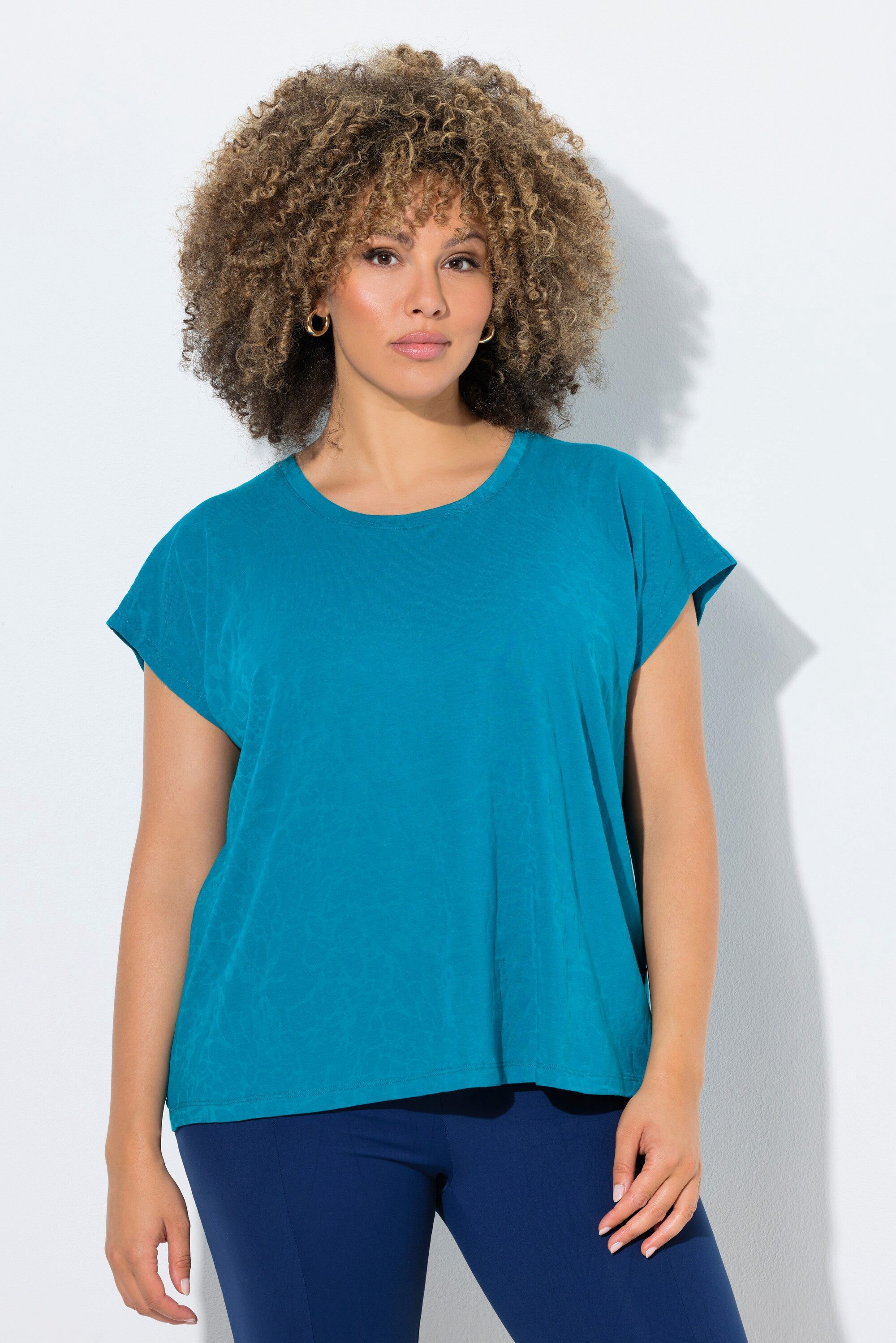 Ulla Popken T-Shirt Shirt Ausbrenner Oversized Rundhals ärmellos