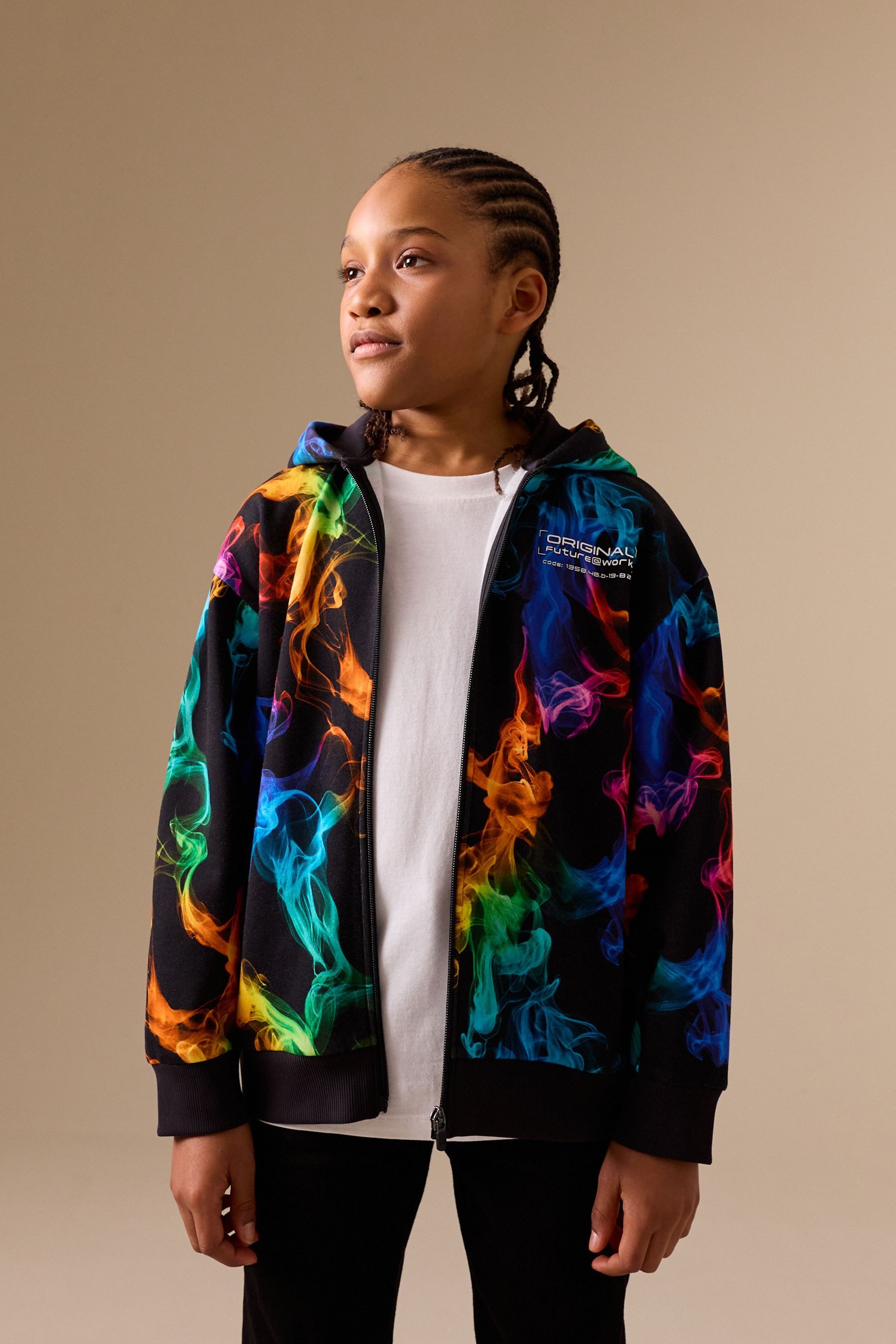 Hoodie Reißverschluss-Kapuzenjacke mit Grafik