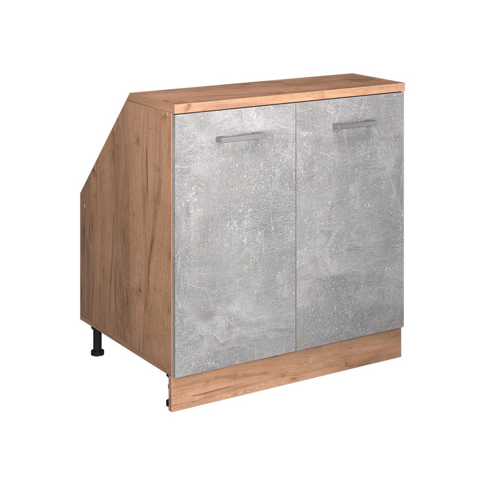 Vicco Kommode Rion, Beton/Goldkraft Eiche, 80 x 81.6 cm mit 2 Türen, Schrankkorp... (1 St)