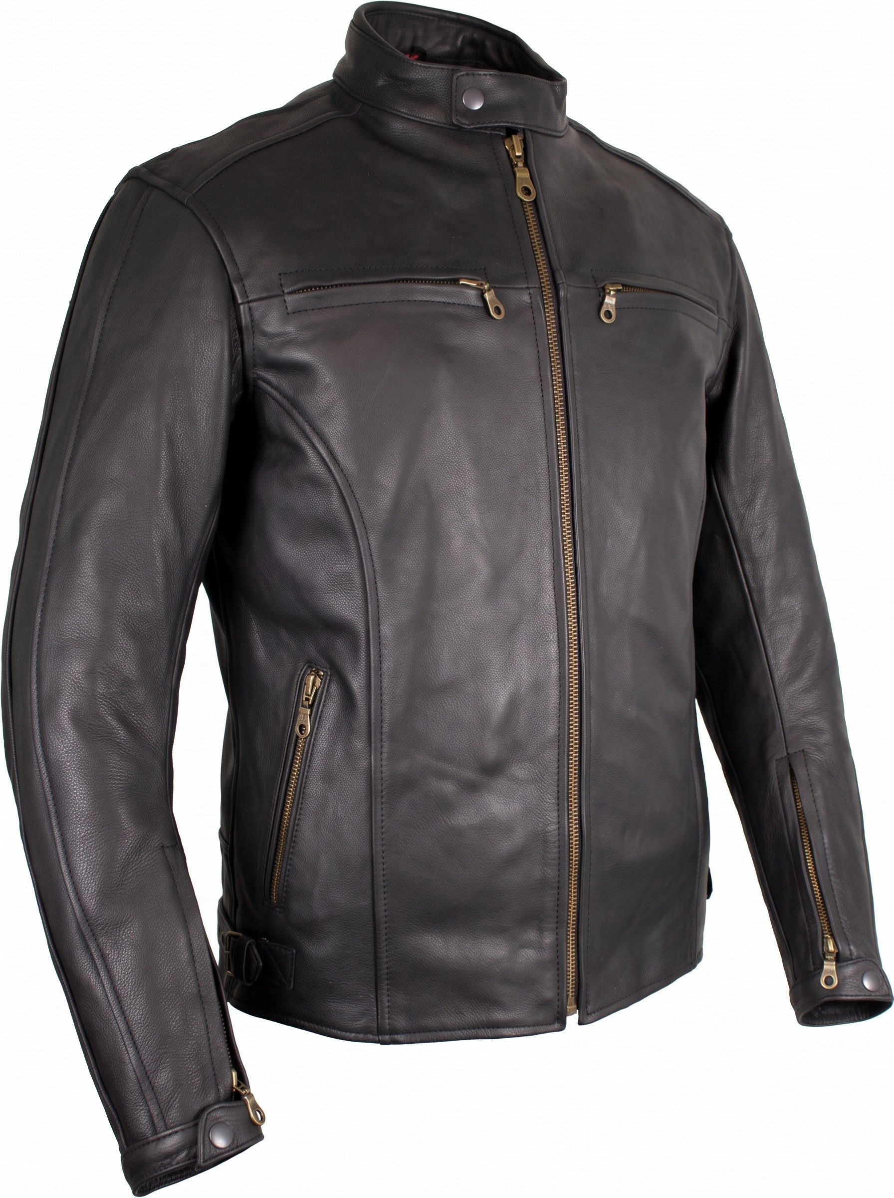 MDM Lederjacke Herren Motorrad Lederjacke aus Rindsleder mit Protektoren Motorrad Leder Jacke