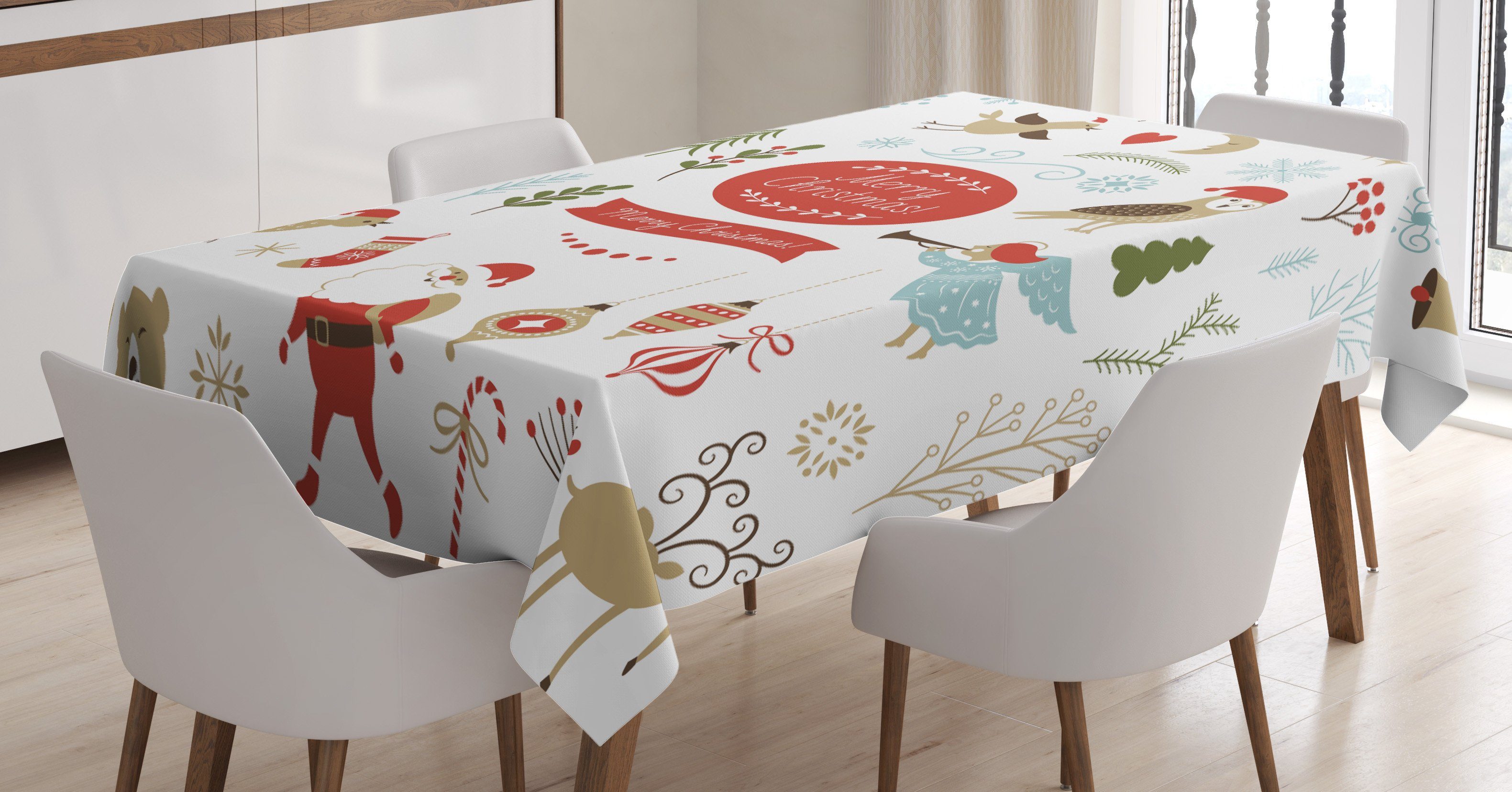 Abakuhaus Tischdecke Farbfest Waschbar Für Farben, Elemente geeignet Klare Weihnachten Entwurf den Außen Weihnachten Bereich